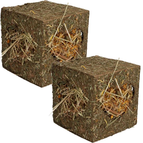 2PK Small Animal Guinea, Rabbits Boredom Breaker Large Hay Cube 20x20x20cm