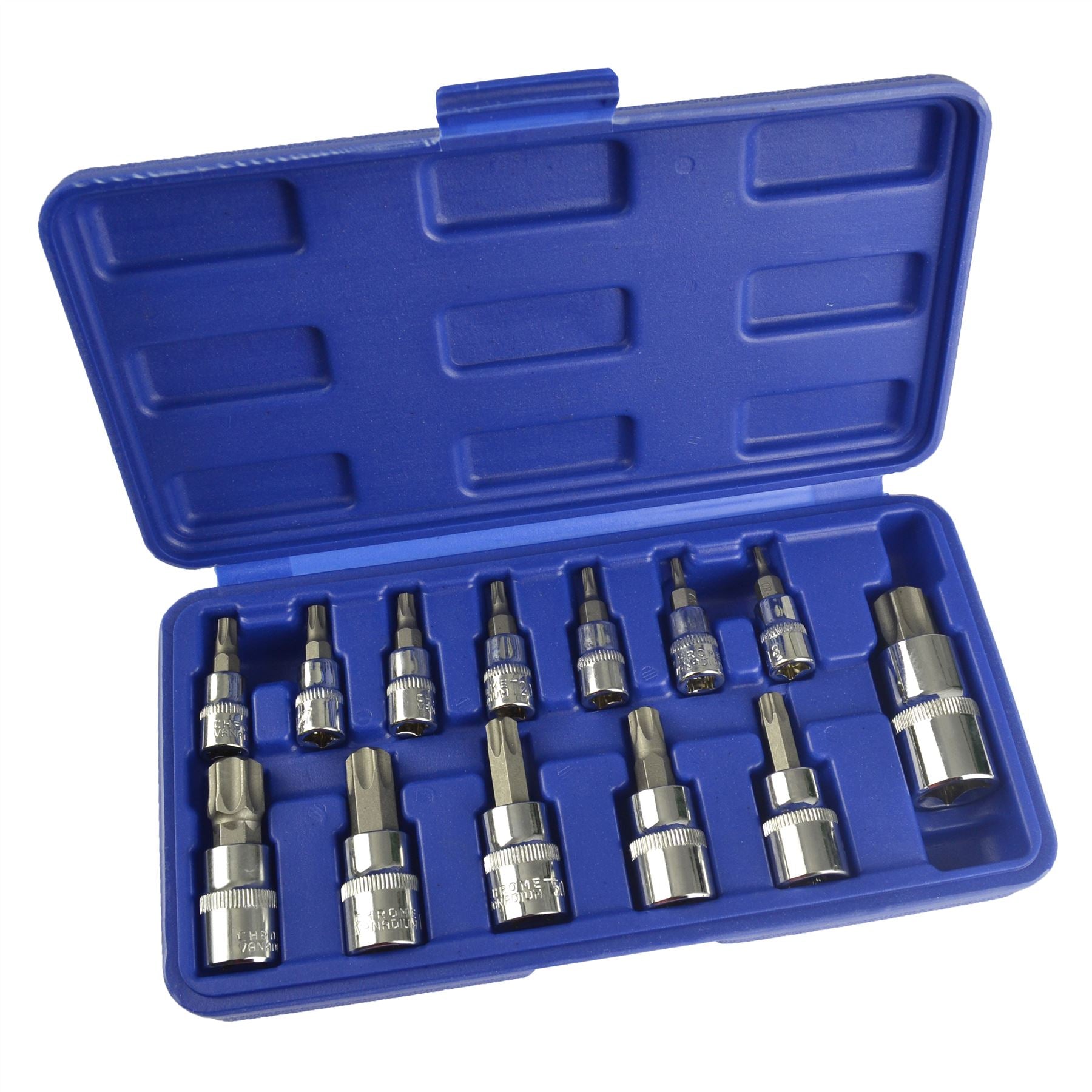 13-teilige männliche Torx-Stern-Bit-Steckschlüssel mit gemischtem Antrieb, 1/4 Zoll, 3/8 Zoll und 1/2 Zoll, T8 – T70