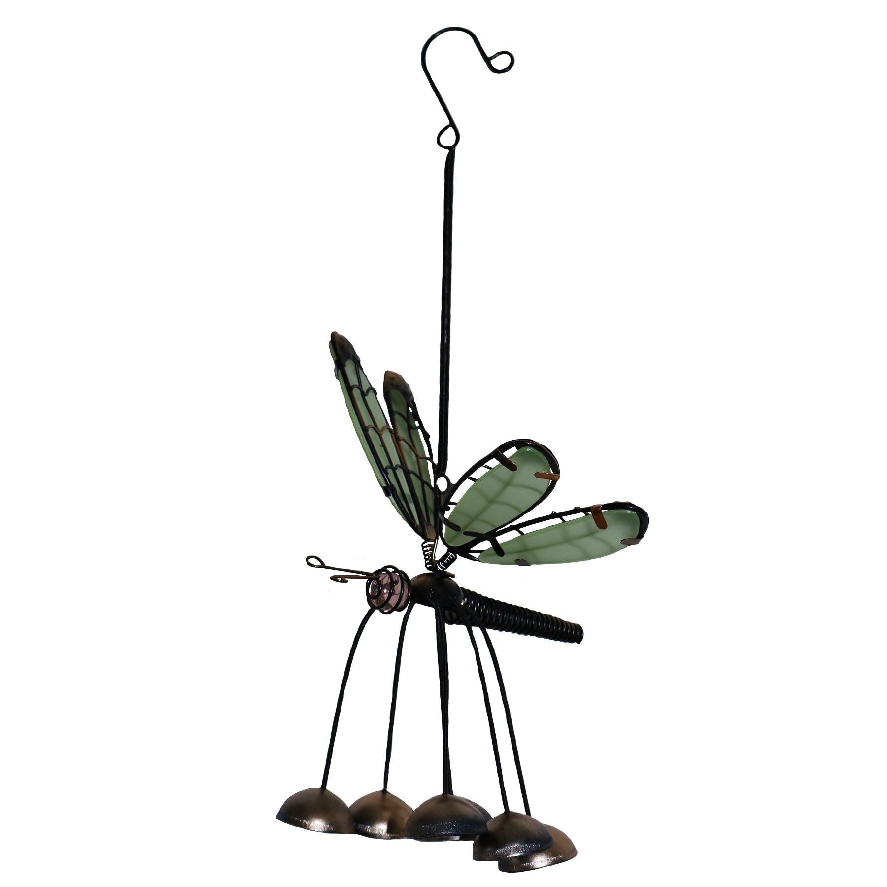 Clochette flottante en métal et verre avec ailes de libellule qui brille dans le noir, décoration de jardin pour la maison
