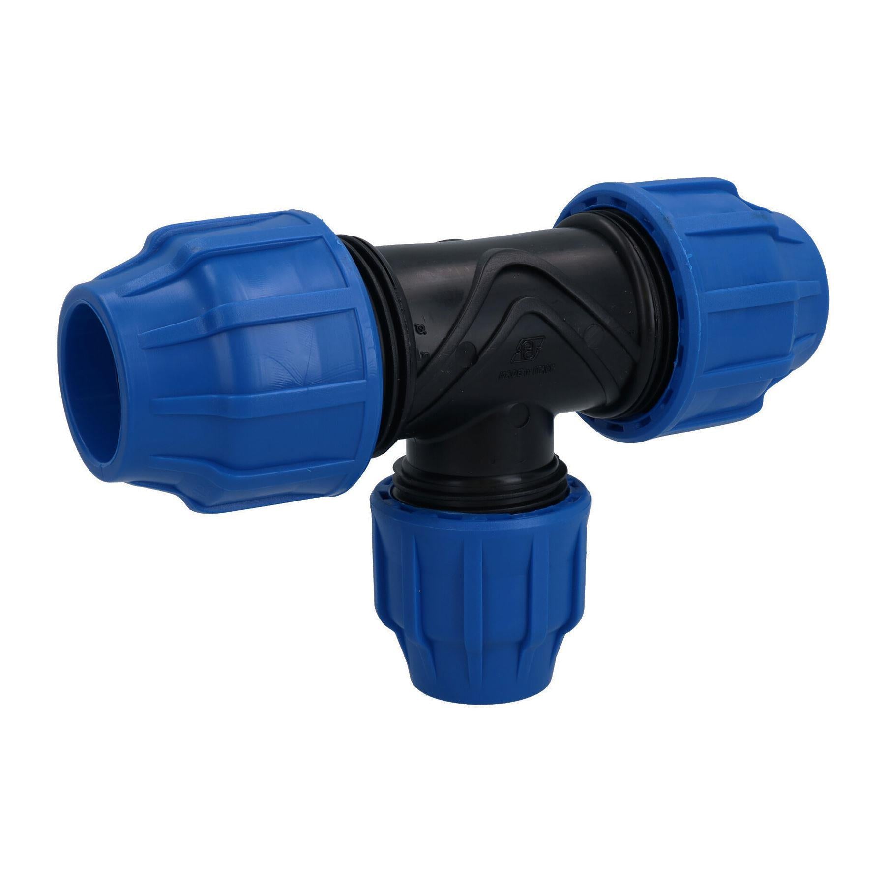 Raccord de tuyau d'eau en PEMD Raccord de raccord en T 20 mm x 20 mm x 20 mm