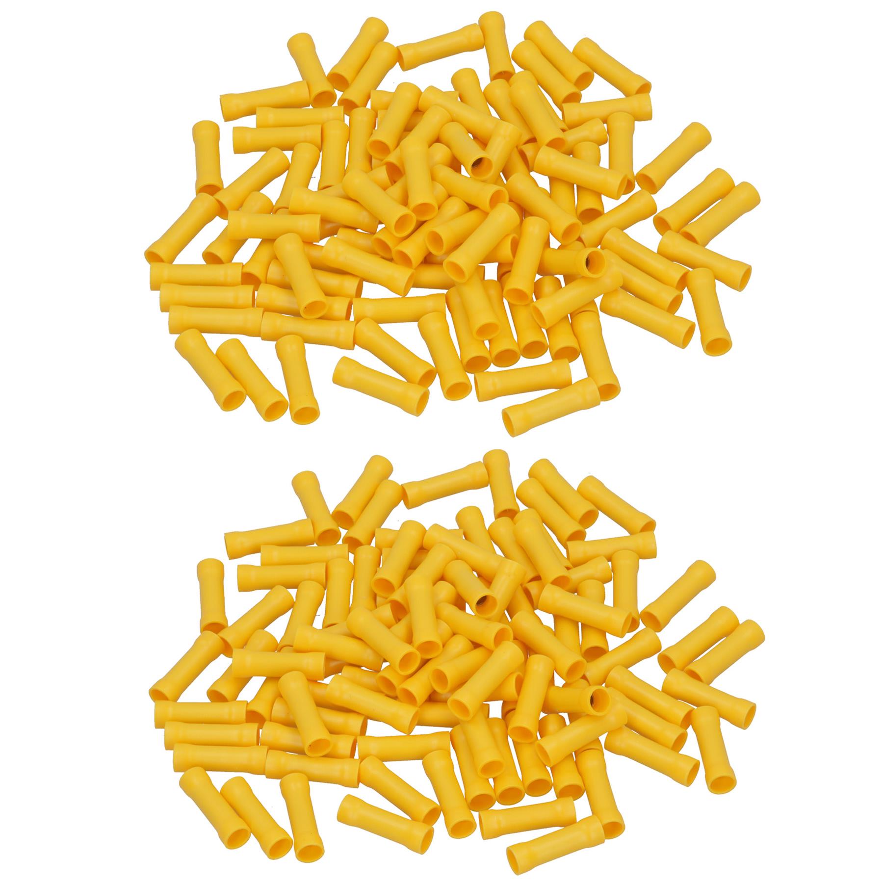 Insulated Straight Butt Connectors Electrical Crimps Terminals Yellow