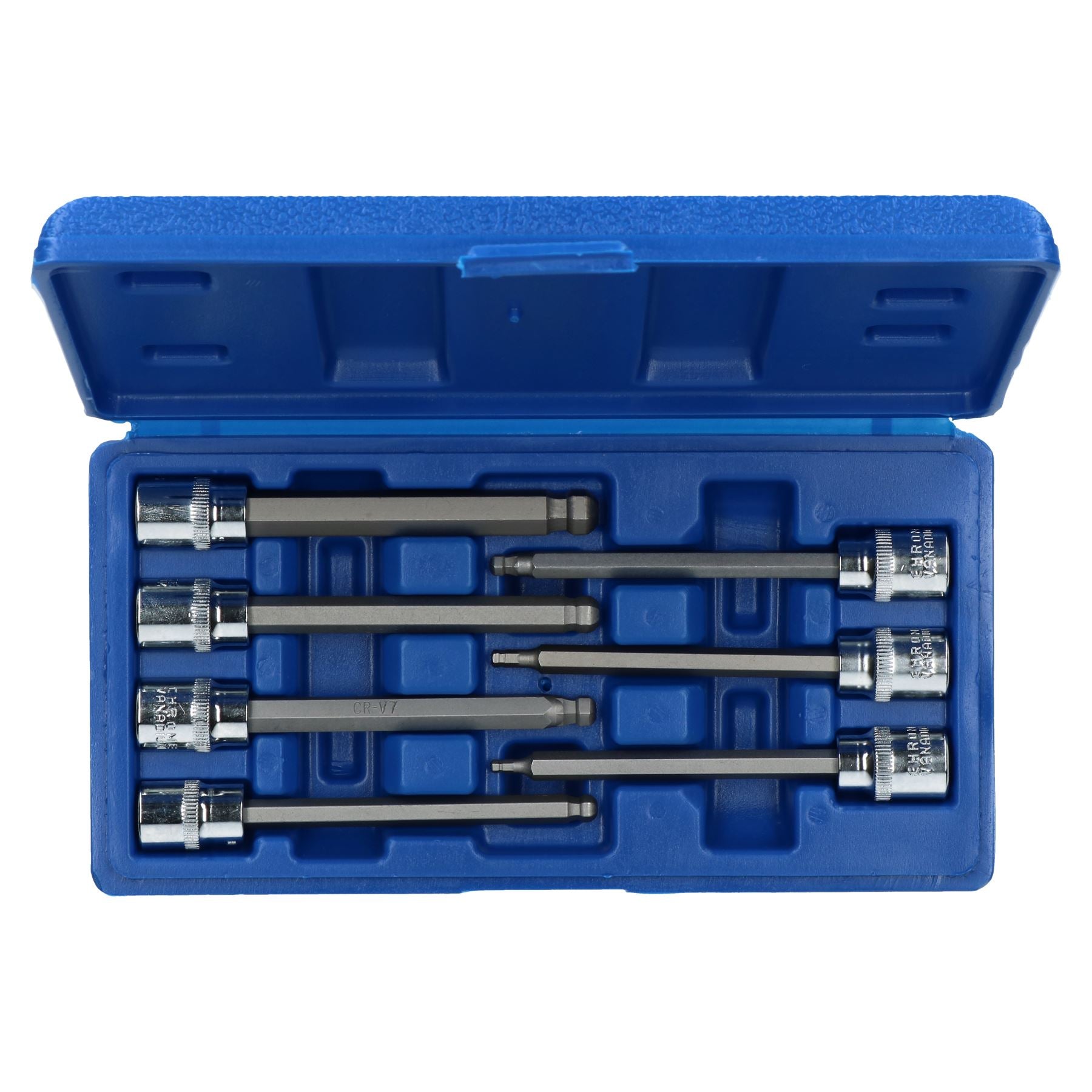 Lot de 7 clés Allen hexagonales extra longues à embout sphérique de 3/8" avec douilles de 3 à 10 mm