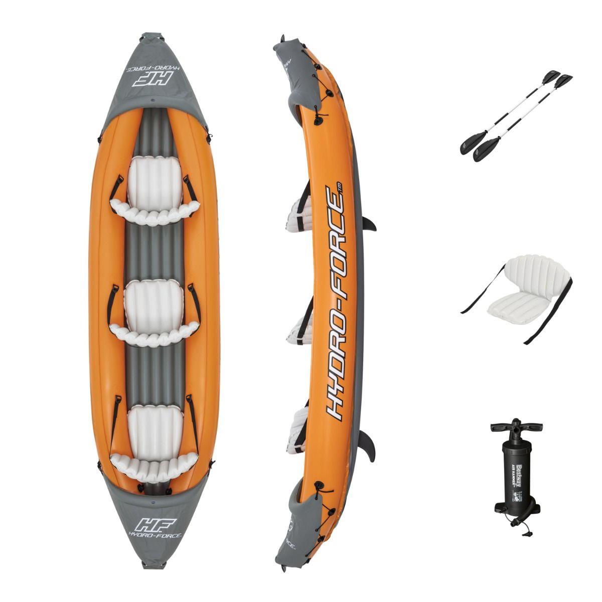 Kayak gonflable LITE RAPID X3 3 personnes avec pompe, pagaies, canoë, bateau triple