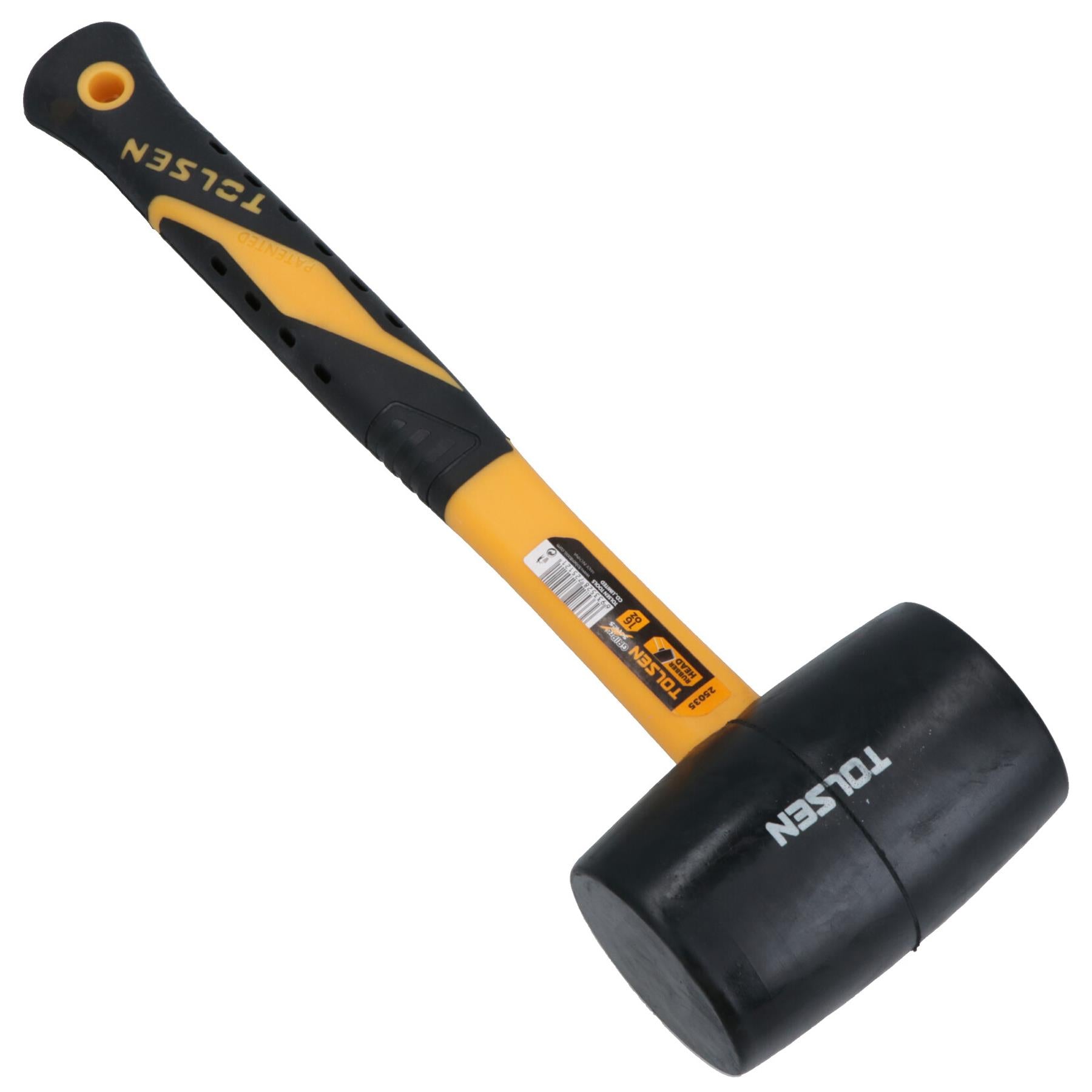 16oz Black Rubber Mallet Non Marking Hammer With Fibreglass Handle Shaft