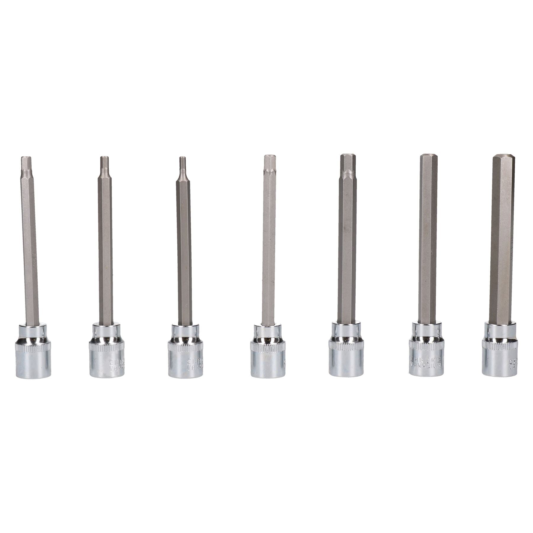 Jeu de 7 clés Allen métriques extra longues de 110 mm, 3/8" Drive 3 - 10 mm, douilles hexagonales