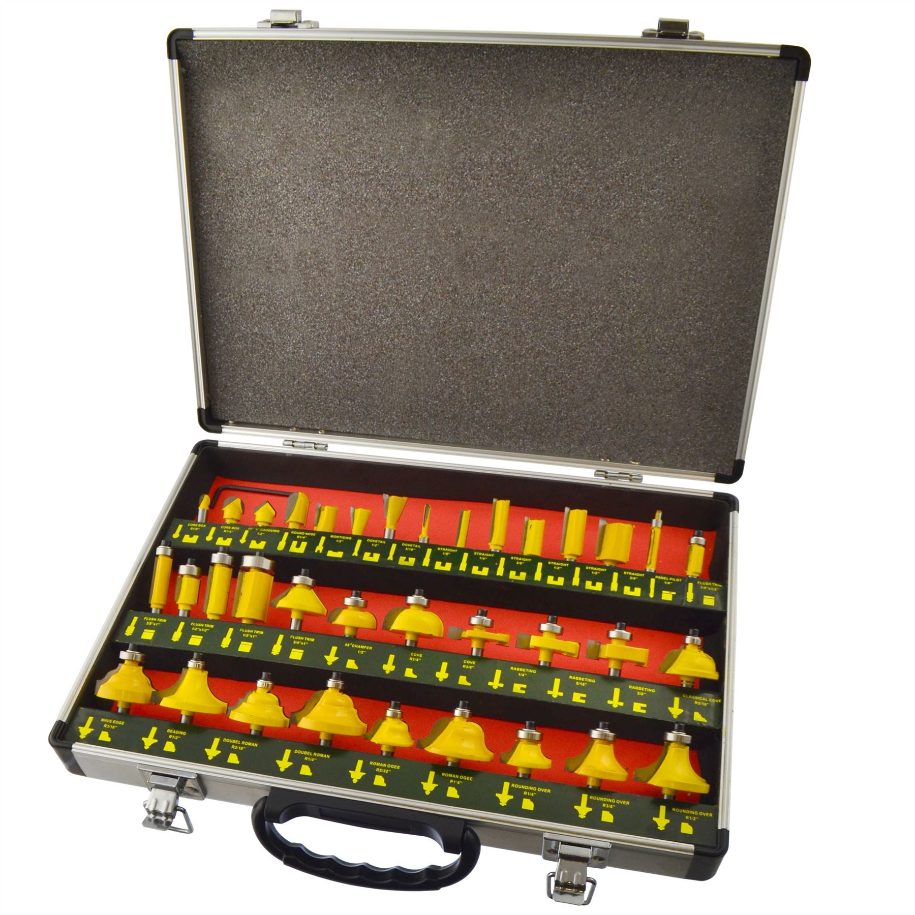 Ensemble de 35 fraises à défoncer TCT à pointe en carbure de tungstène, tige de 1/4 po, pour stratifié TE409