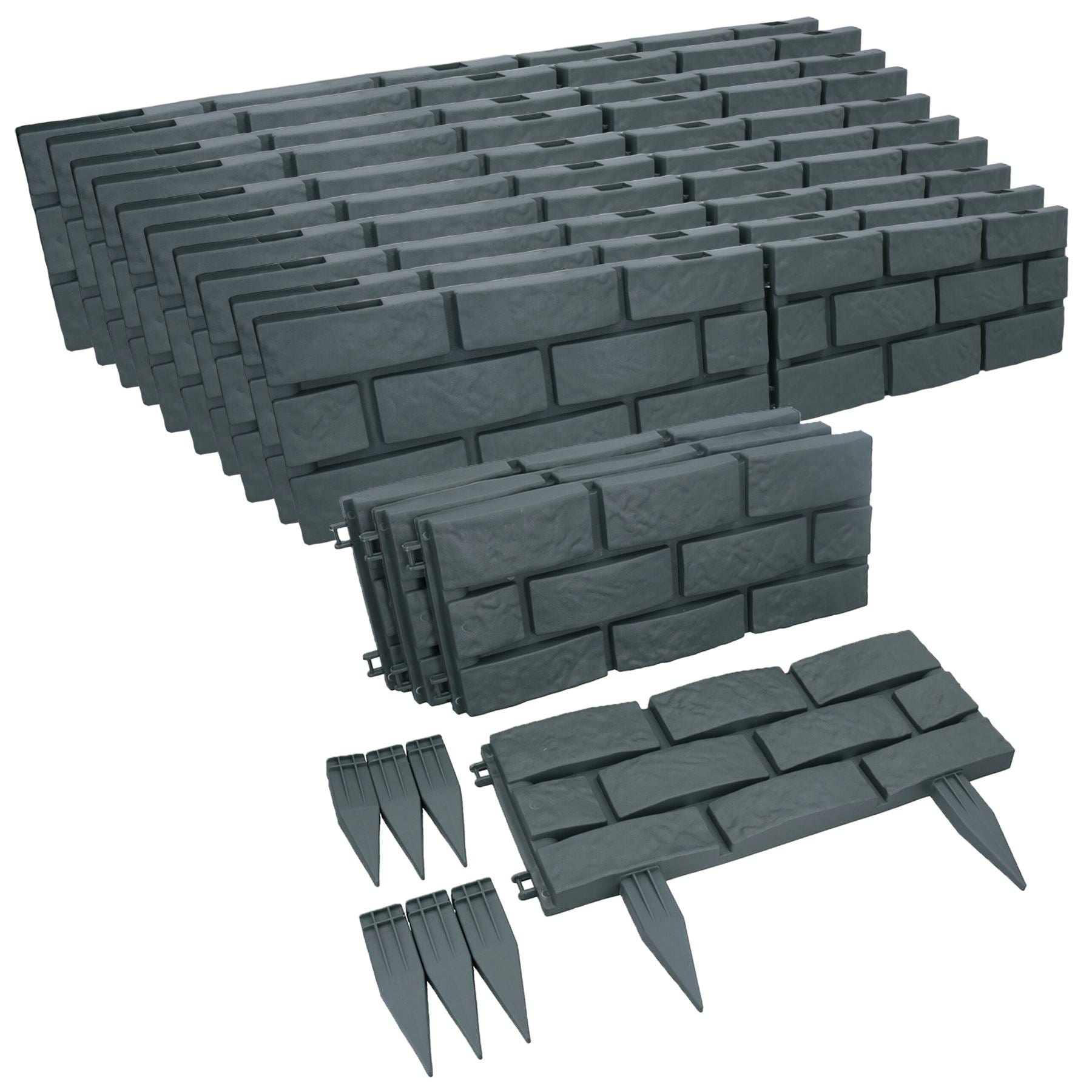 Bordure de jardin en plastique ABS effet brique gris vert