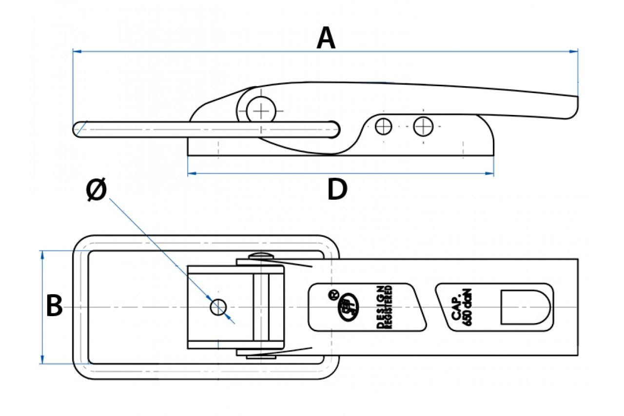 Über-Mitte-Verschluss, Knebelverschluss, groß, 165 mm, 840 kg Tragkraft, 2 Stück
