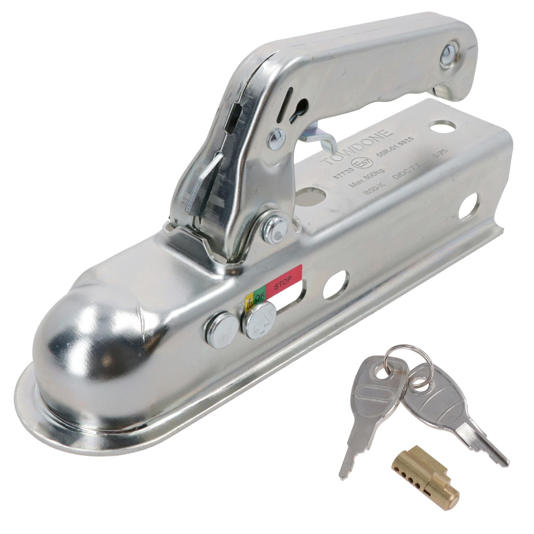 Ungebremster Anhänger, Kupplung und Schloss aus gepresstem Stahl für 50-mm-Boxen, max. 800 kg