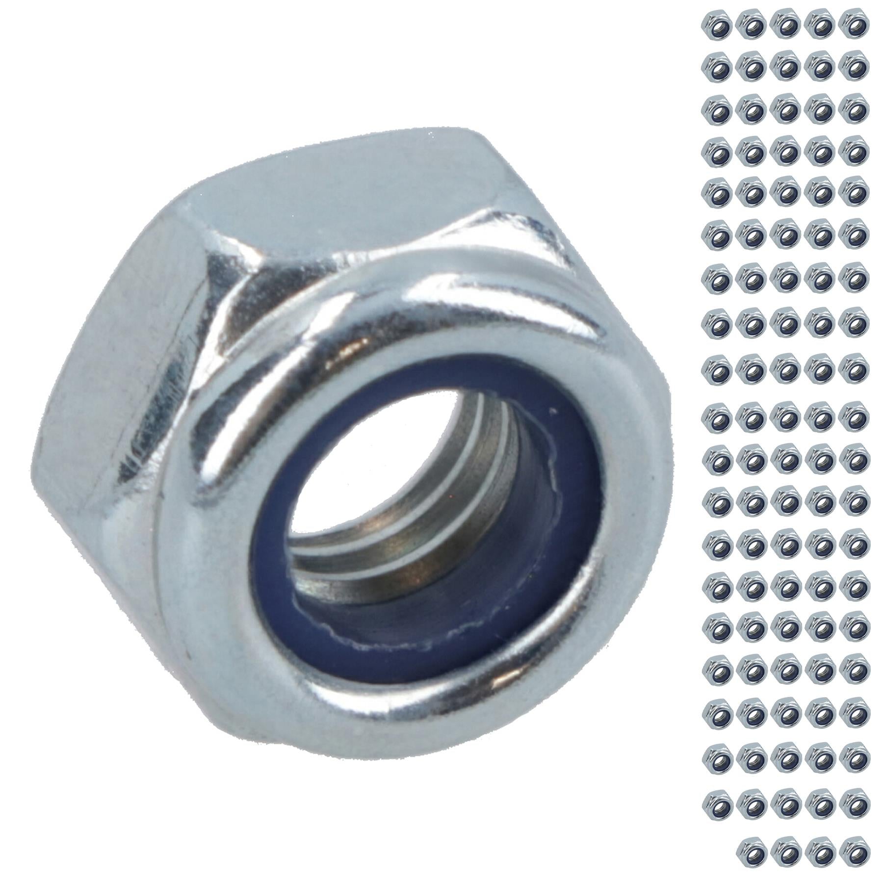 M5 x 0.8mm Nyloc Nut Fastener Hexagonal Metric Nuts Grade 8 Zinc Plated