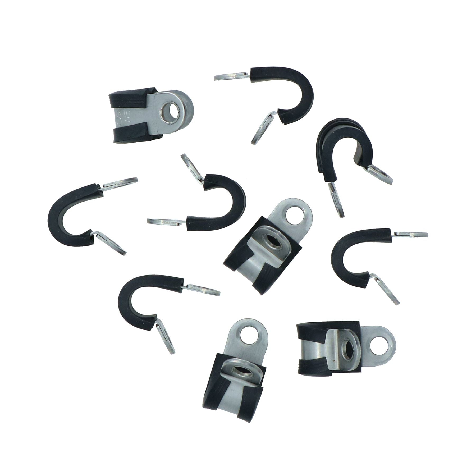 Pack of 10 Stainless Steel Rubber Lined P Clips Pipe Cable Clamp