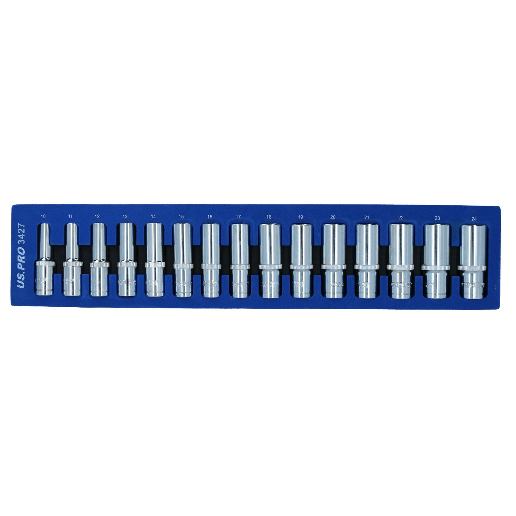 Douilles métriques à double empreinte cruciforme 1/2" 10 mm - 24 mm 15 pièces