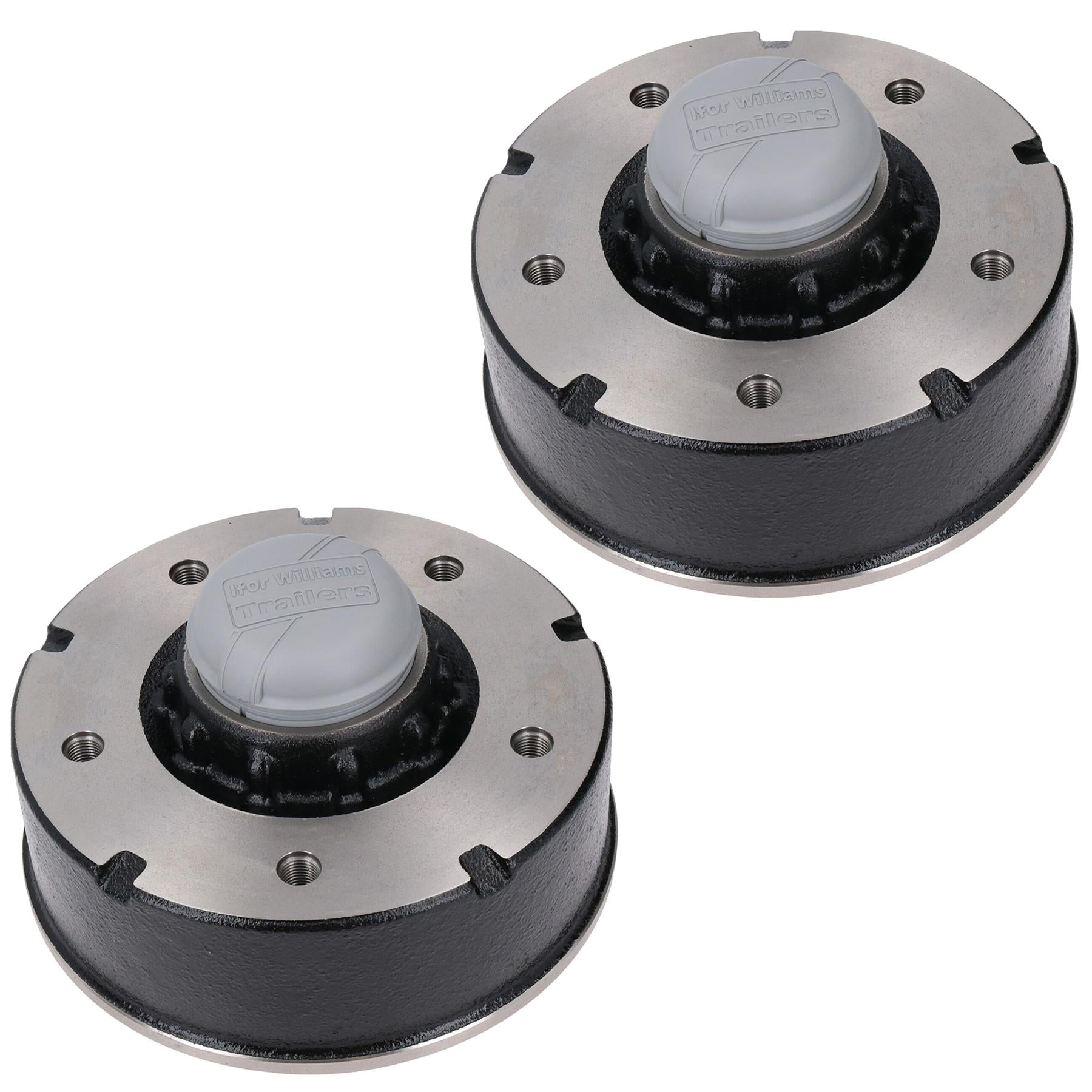 2er-Pack 200 x 50 mm Bremstrommeln und Lager für Ifor Williams Trailer 5 Bolzen 6,5" PCD