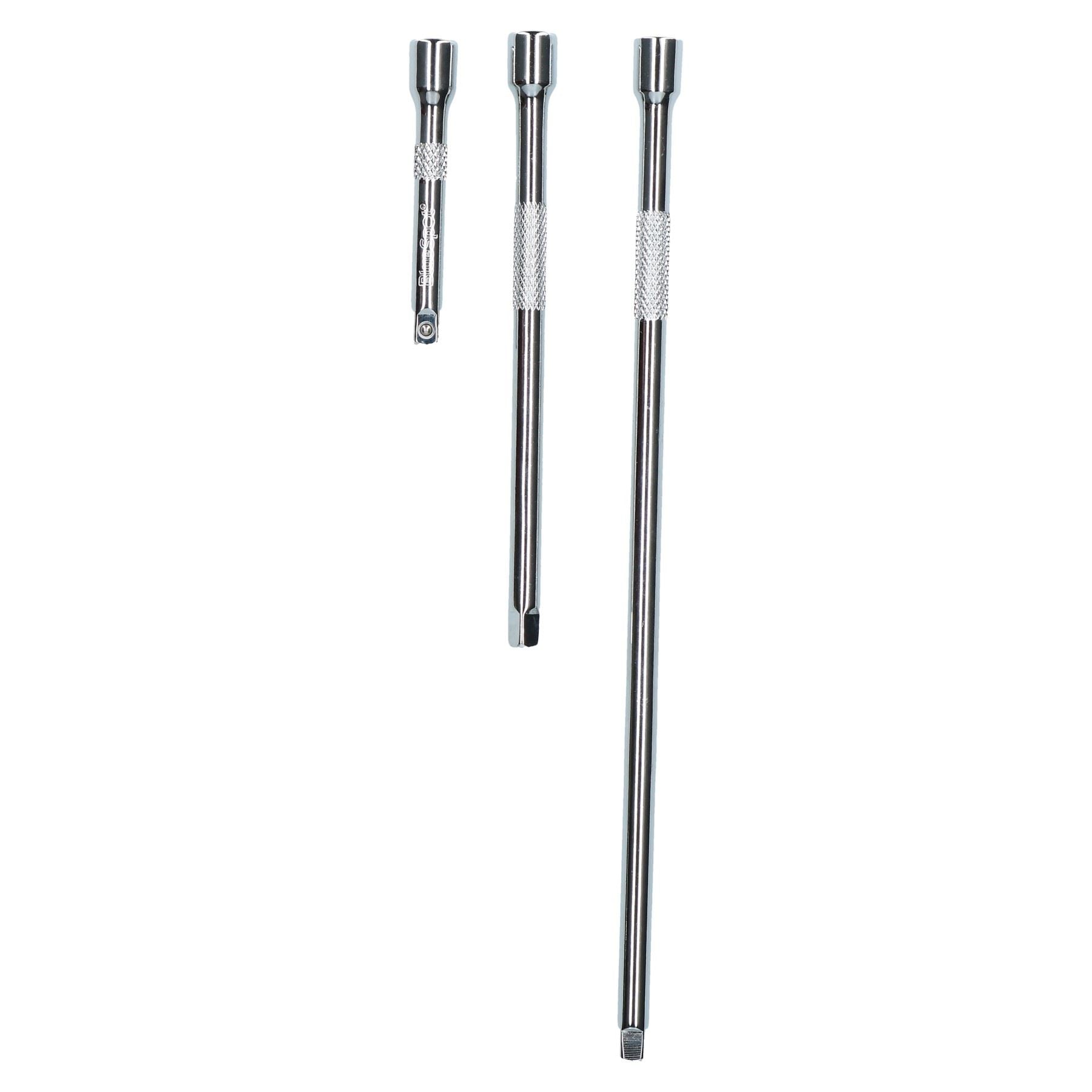 Jeu de 3 rallonges à cliquet à douille droite 1/4" 75 mm 125 mm 250 mm