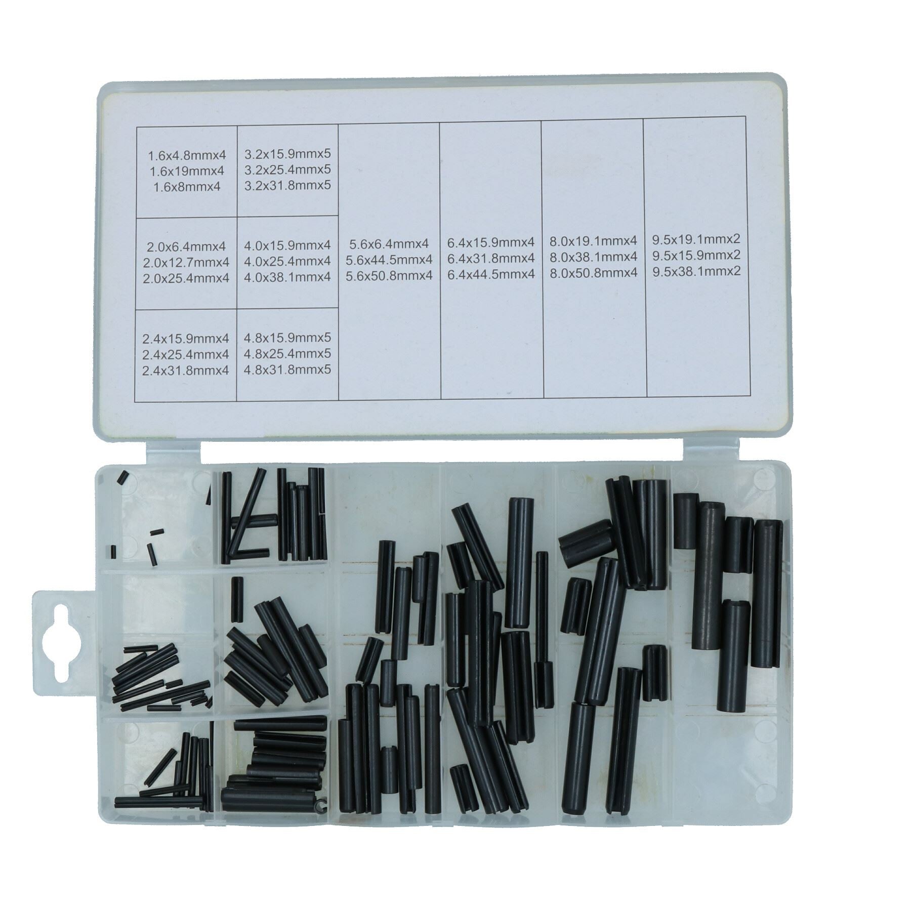 Assortiment de goupilles à ressort de tension 1,6 mm – 9,5 mm 15 tailles Kit de 120 pièces