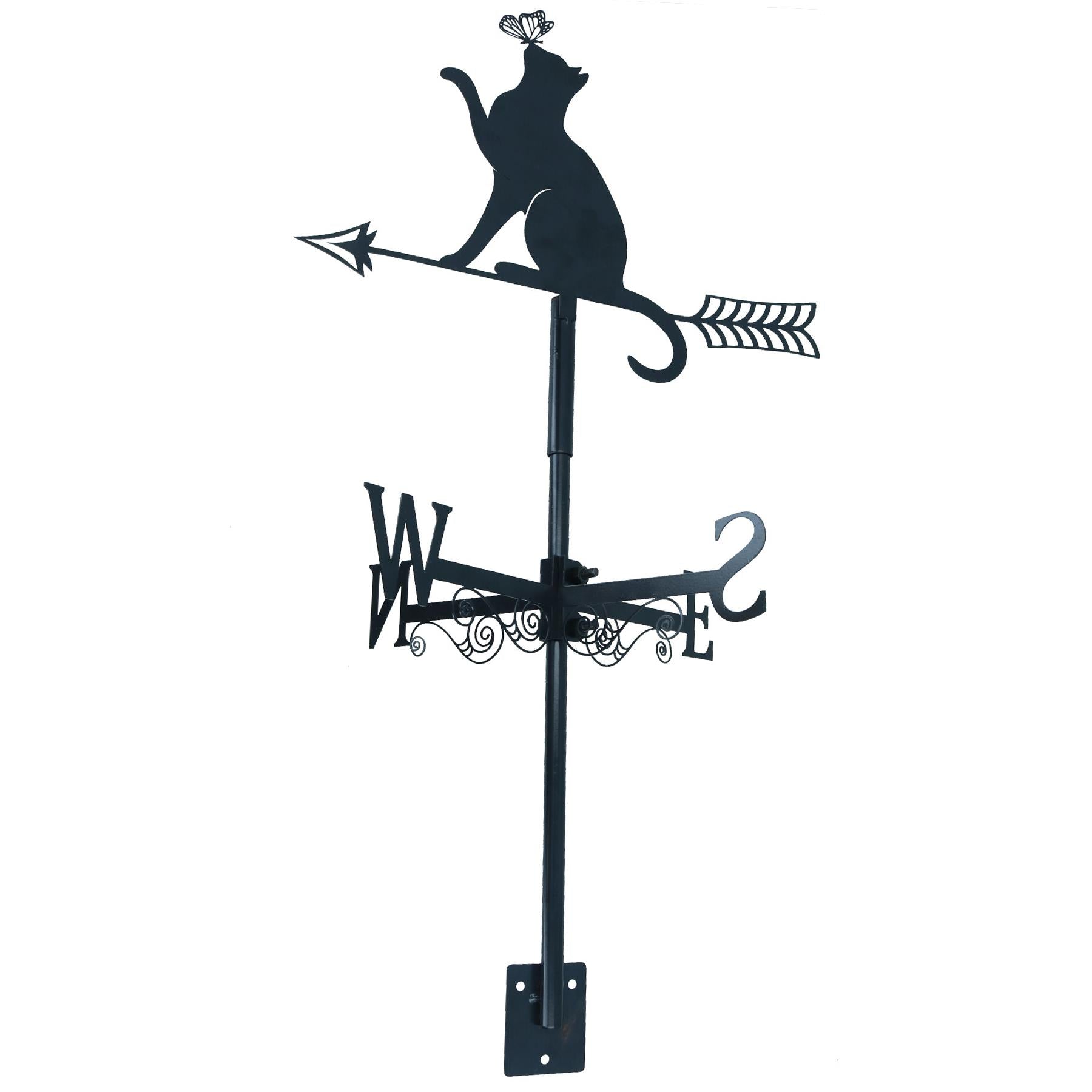 High Quality Black Metal Cat Silhouette Weather Vane Animal Lover Gift