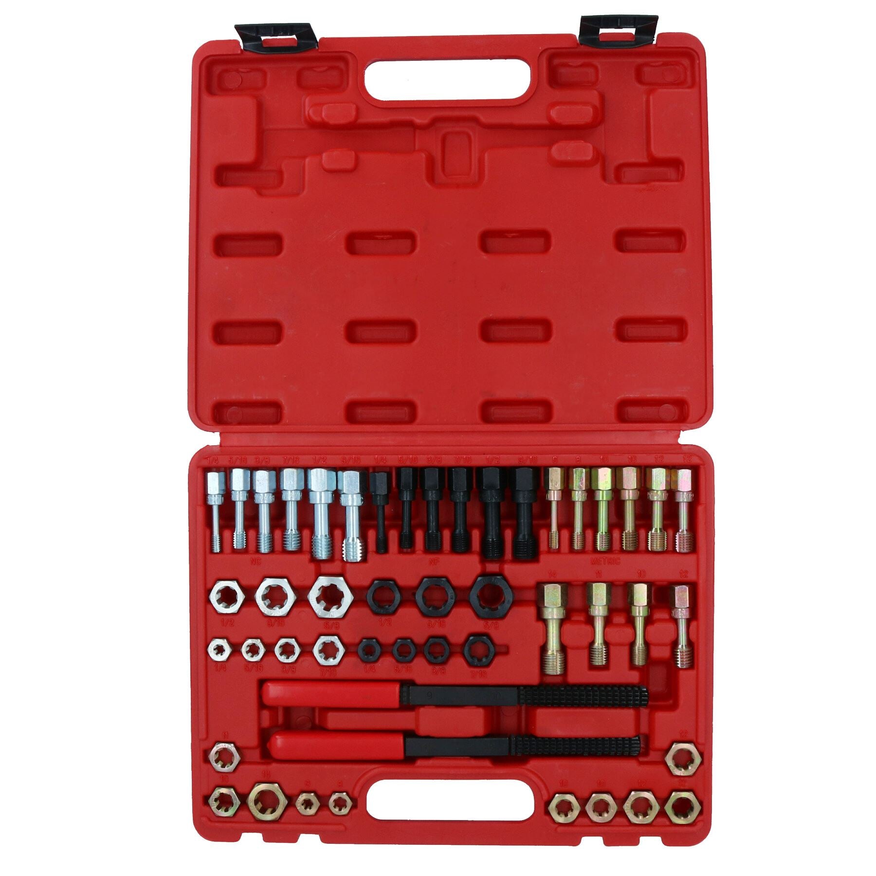 Kit de tarauds et filières de refiletage UNF UNC métriques + impériaux 48 pièces M6 - M14 1/4 po - 5/8 po