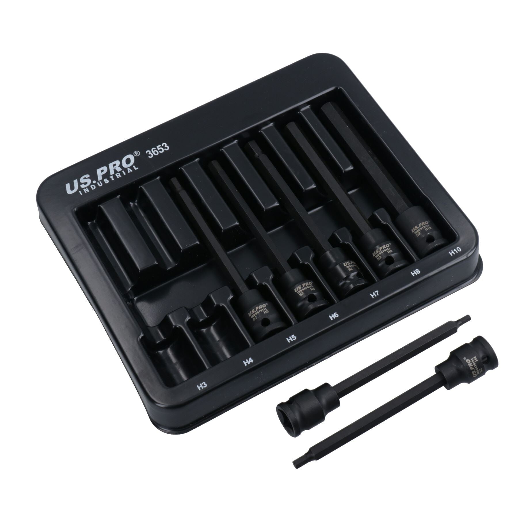 Douilles à impact extra longues pour clé Allen hexagonale à impact de 3/8 po 3 mm – 10 mm 7 pièces