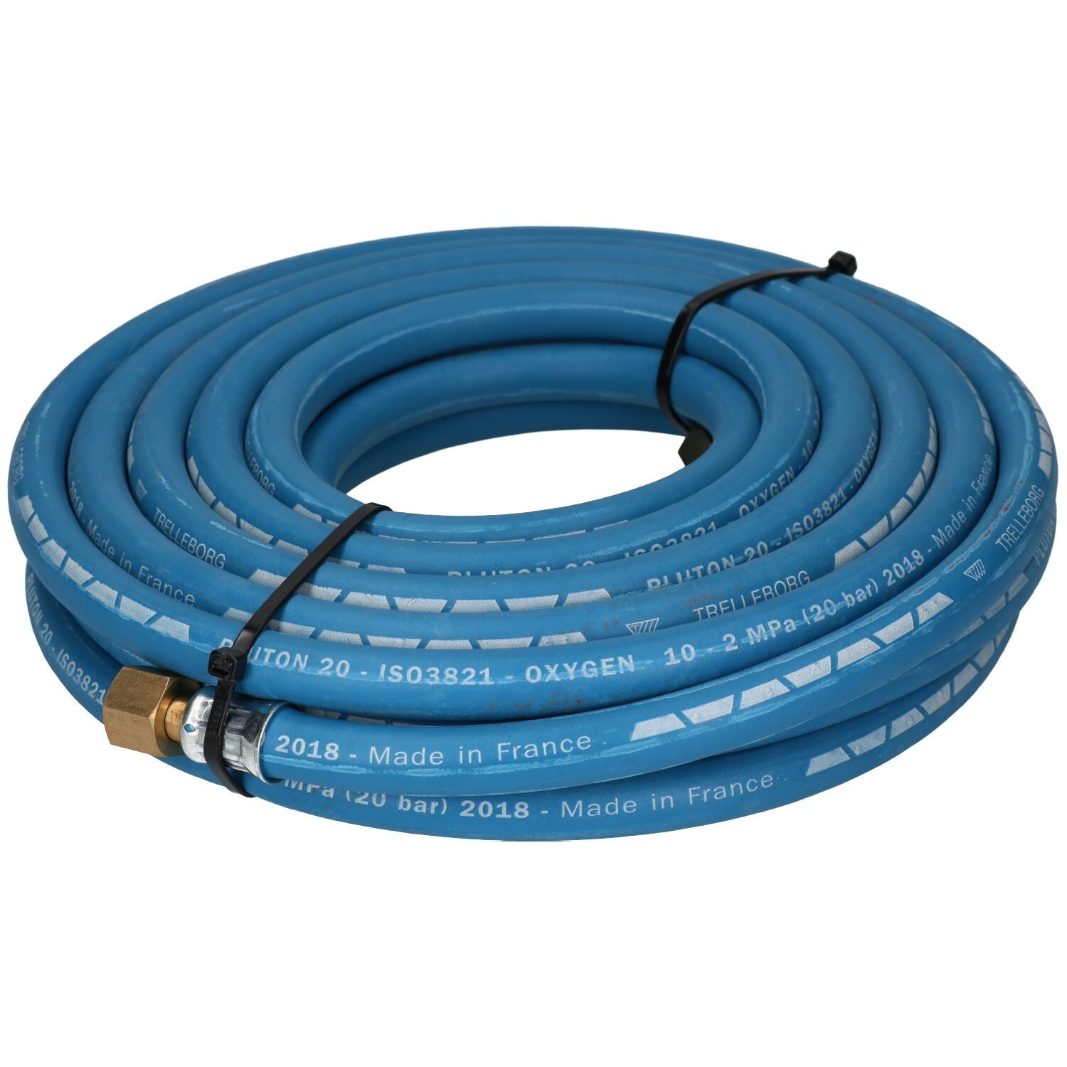 Tuyau en caoutchouc simple pour oxygène, coupe et soudage de tuyaux, 10 m, 3/8" BSP, gaz, bleu