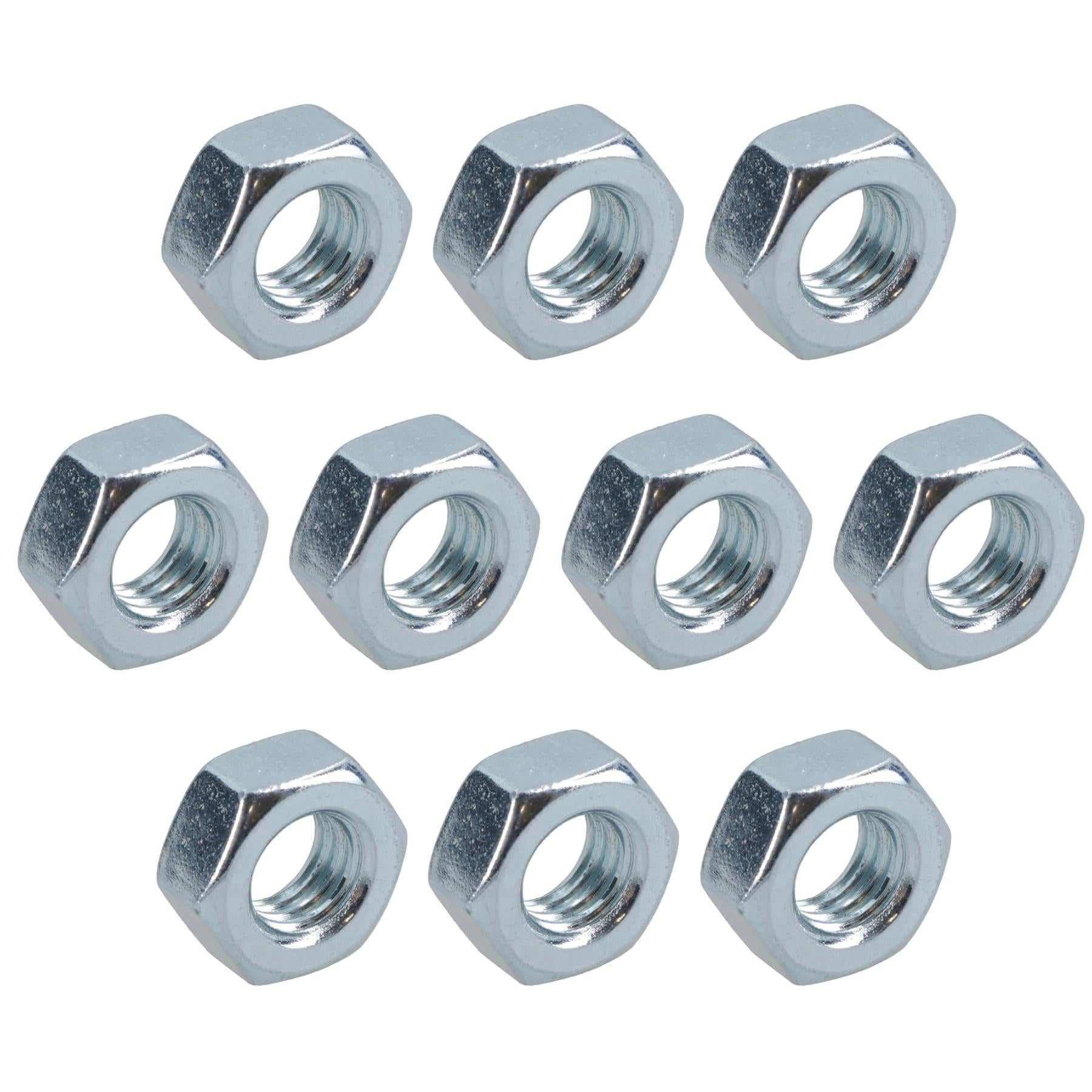 M8 x 1.25mm Hex Full Nut Fastener Hexagonal Metric Nuts Grade 8 Zinc Plated