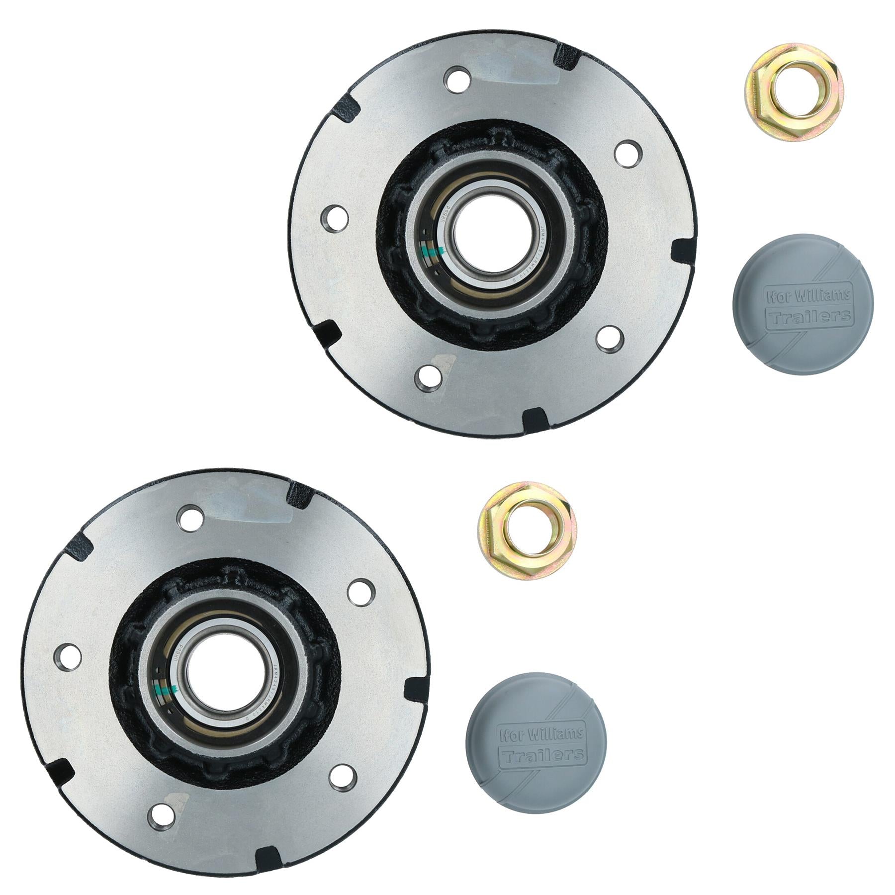 2er-Pack 200 x 50 mm Bremstrommeln und Lager für Ifor Williams Trailer 5 Bolzen 6,5" PCD
