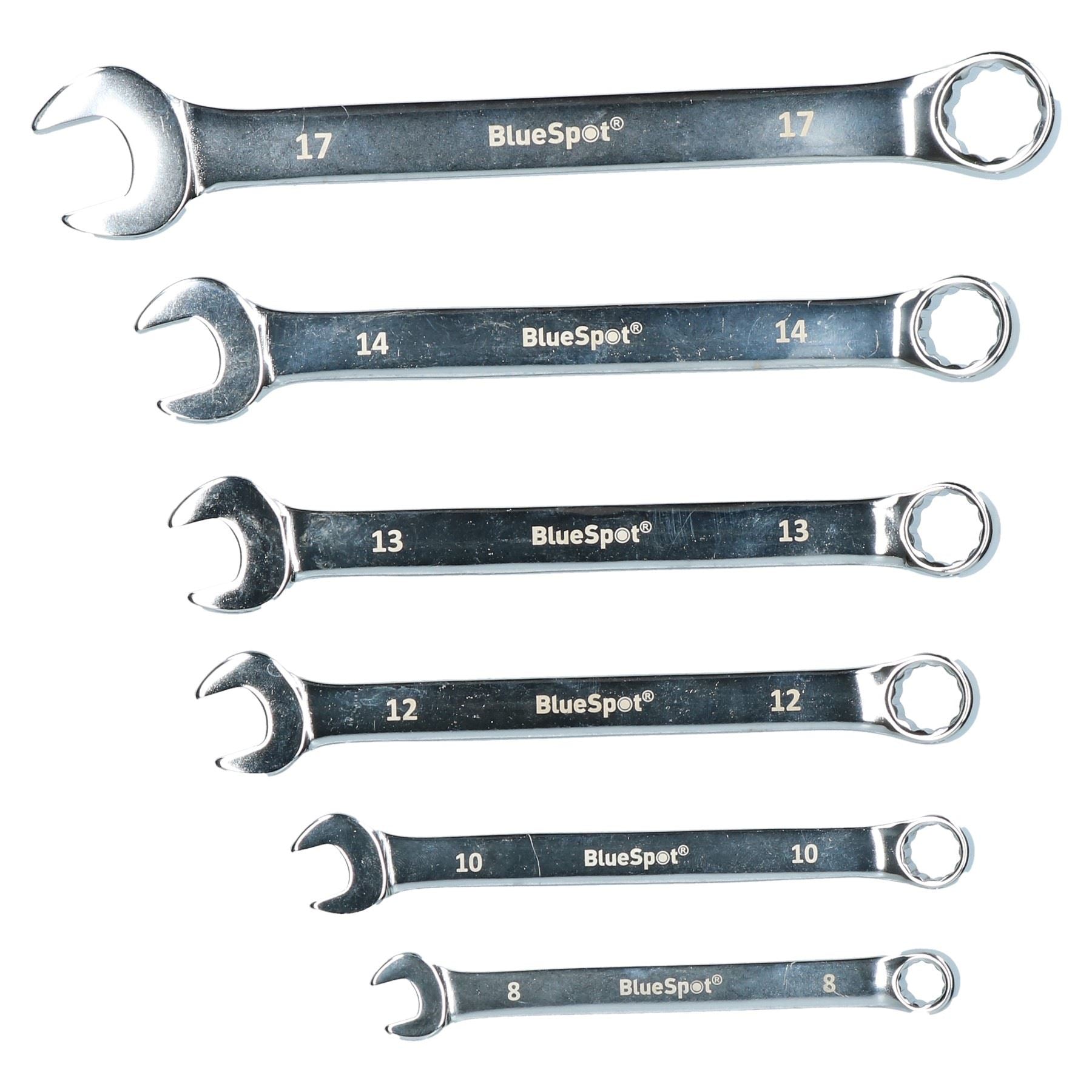 Metric MM 6pc Combination Spanners Wrenches 8mm - 17mm Open End Ring