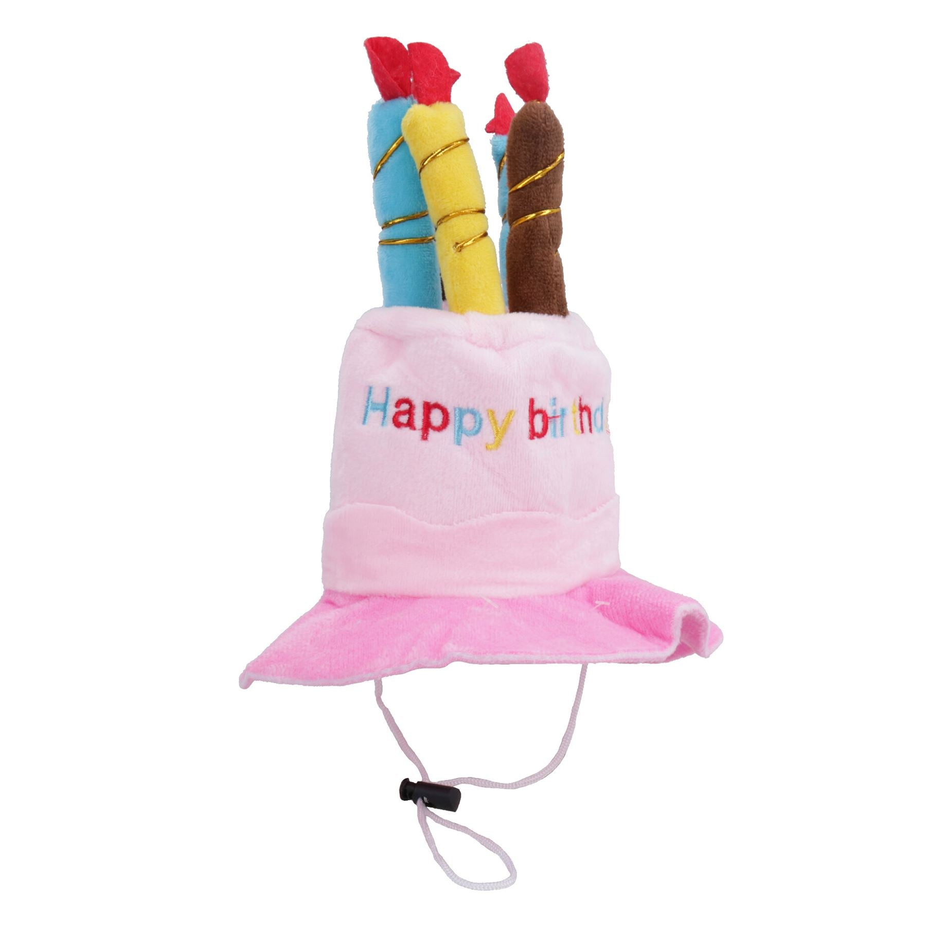 Rosa Hund Plüsch alles Gute zum Geburtstag Kerze Kuchen Hut Hund Neuheit Hut Geburtstagsgeschenk