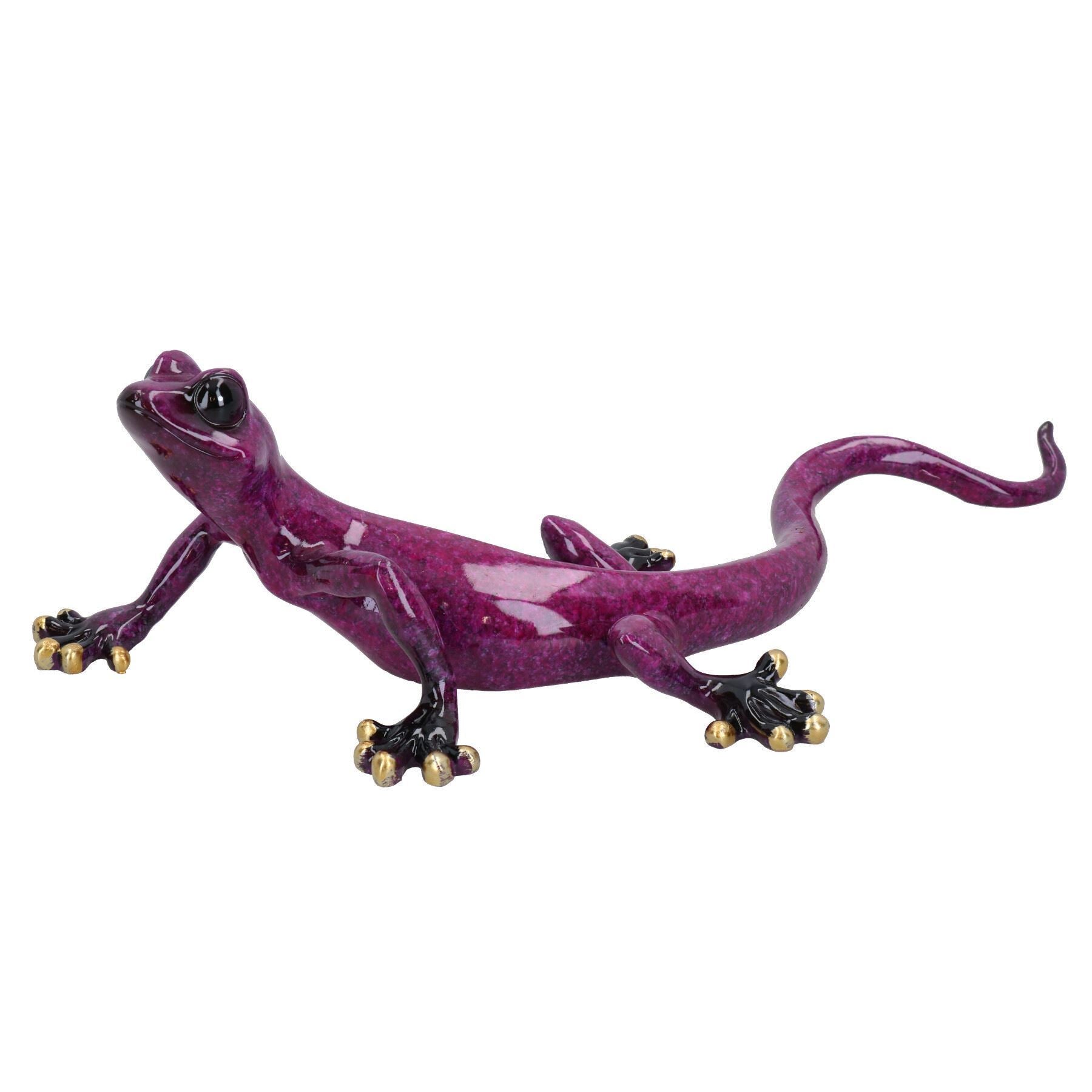 Lila gesprenkelte Gecko Eidechse Harz Wand Schuppen Skulptur Dekor Statue voller Satz