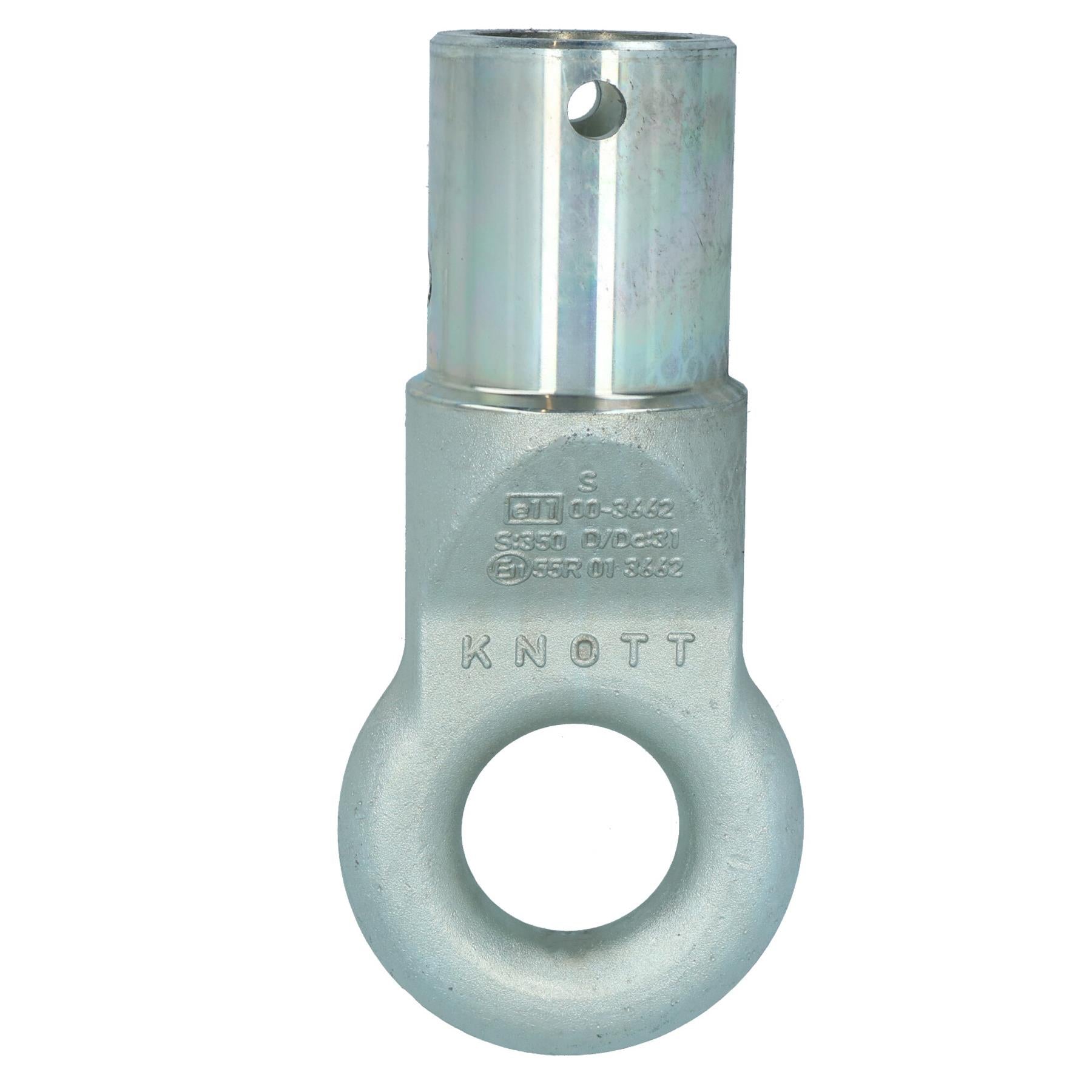 Attelage freiné Knott 50 mm avec œillet de remorquage pour conversion 3 500 kg avec boulons