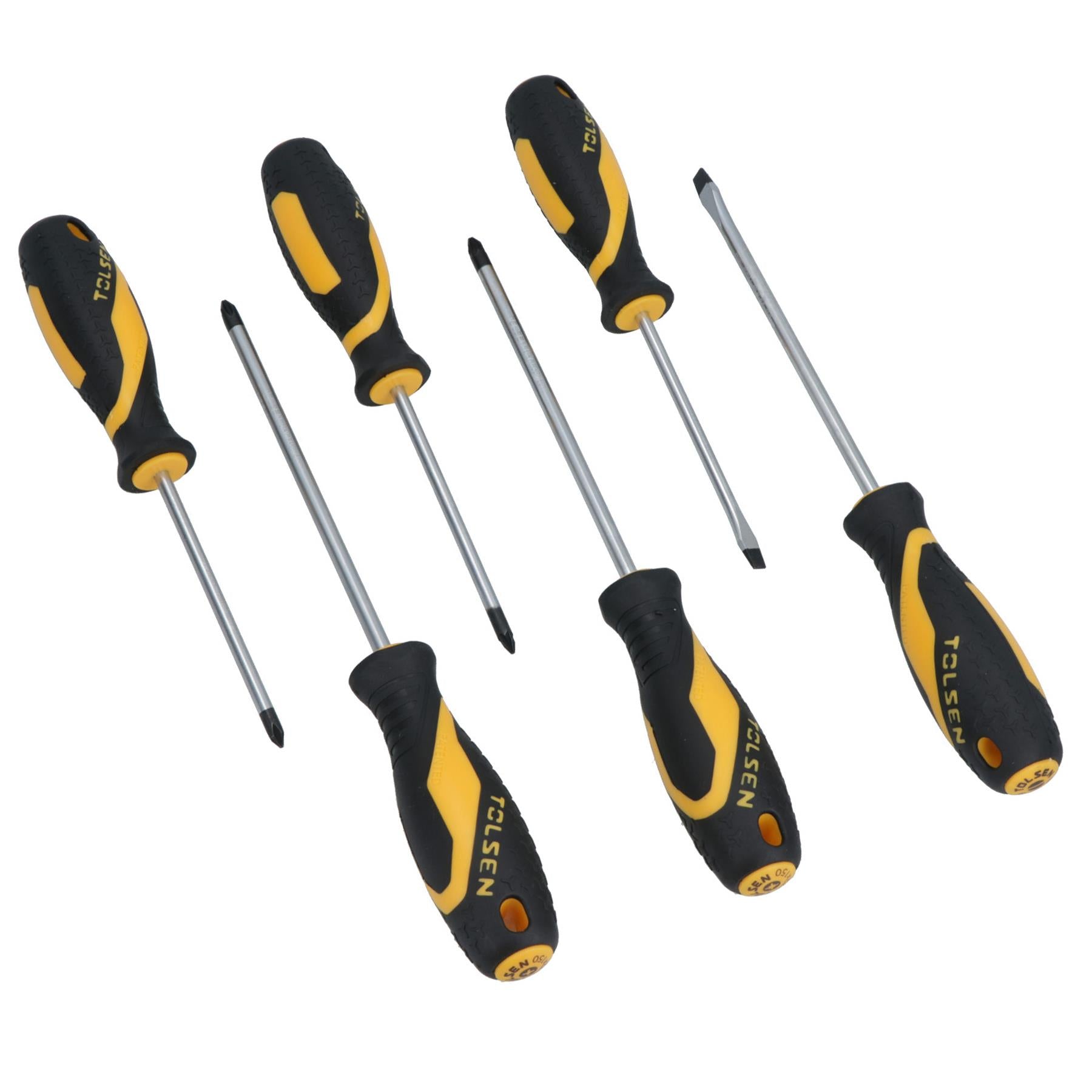 6pc Screwdriver Set Slotted / Flat, Phillips & Pozi Head With Soft Grip Handles