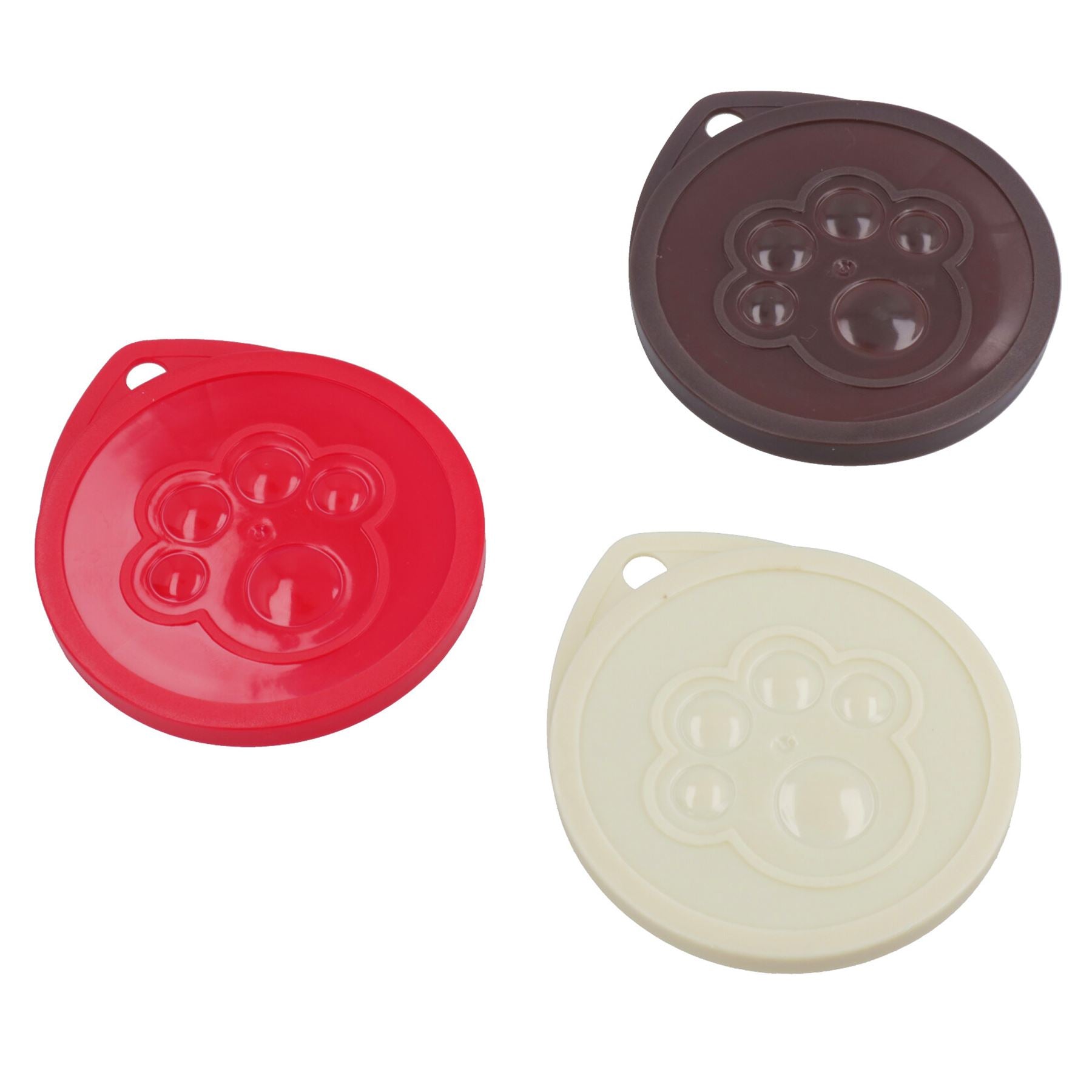 3er-Pack kleine Deckel für Tierfutter aus lebensmittelechtem Kunststoff für Hunde, Katzen und Haustiere, 3 Dosen – verschiedene Farben