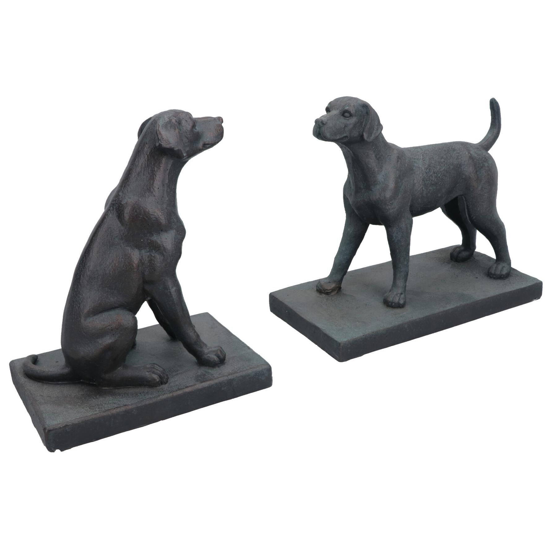 Dog Bookends Labrador Ornament Figurine Cast Iron Book Ends Stand Holder