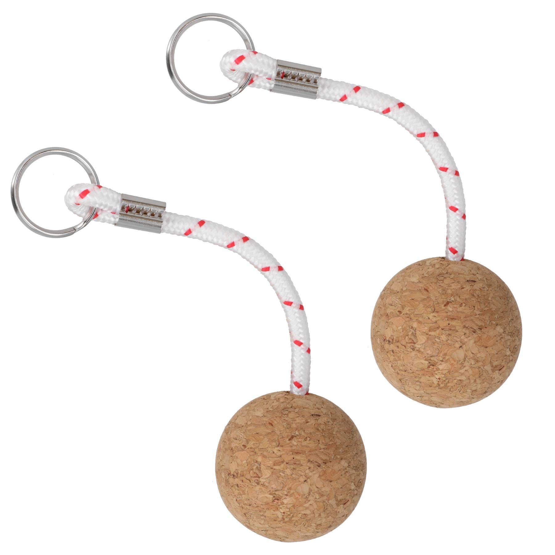 2 Pack 52mm Floating Cork Ball Keyring Key Float Boat Fishing Sailing Buoyant Keys Ring