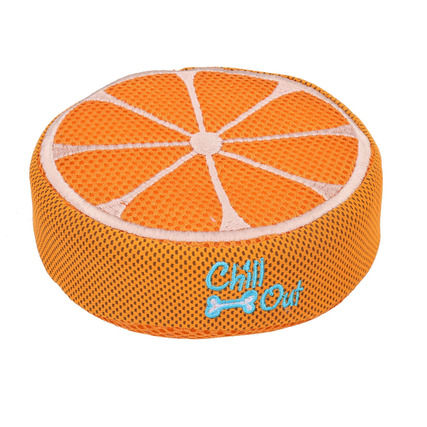 Orange Chillout Cooles Wärmelinderungsspielzeug für Hundewelpen, Sommerhitze, Fruchtspielzeug, Spiel
