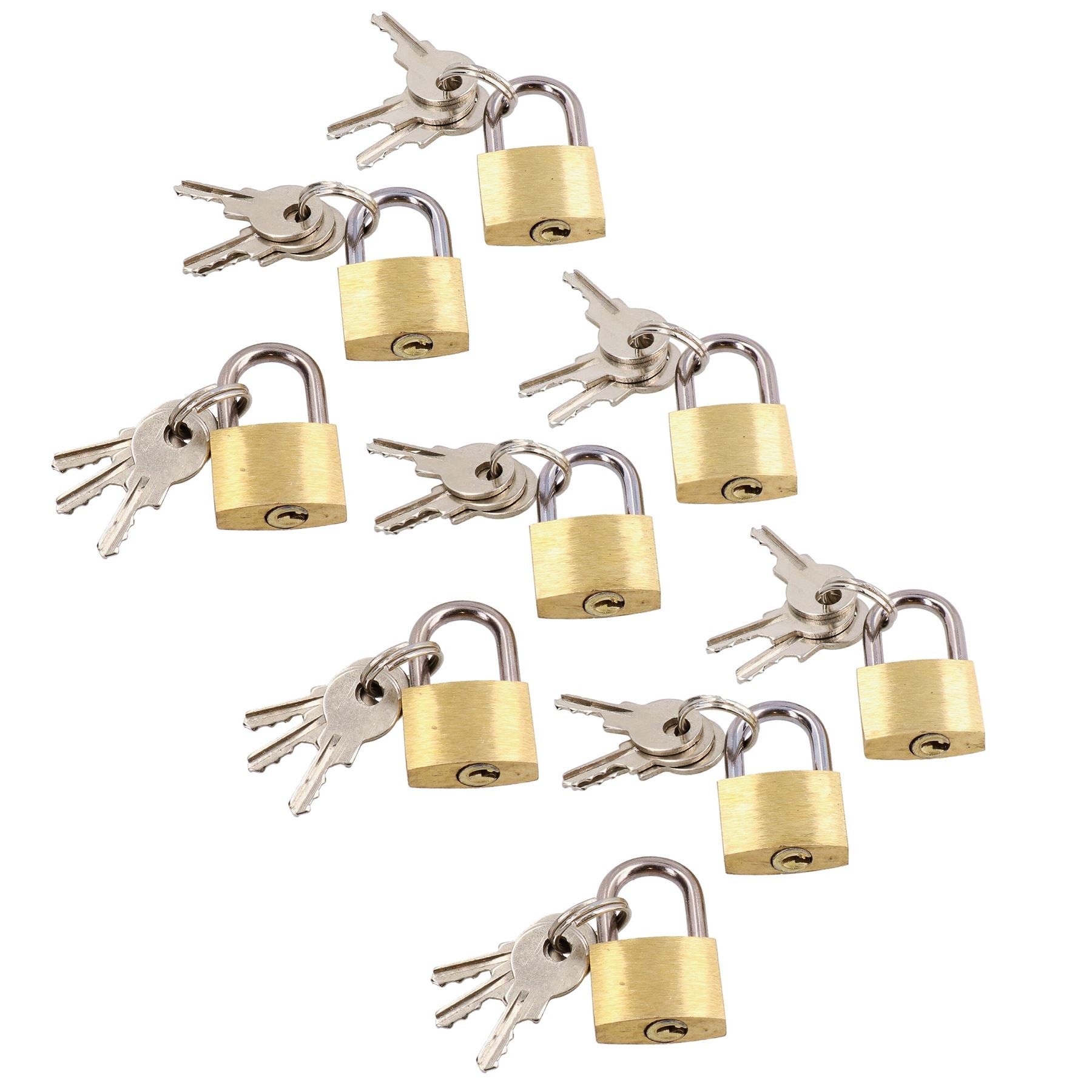 20 mm Mini-Vorhängeschloss-Set aus Messing für Koffer, Gepäck, Rucksäcke, Zelte mit Schlüsseln