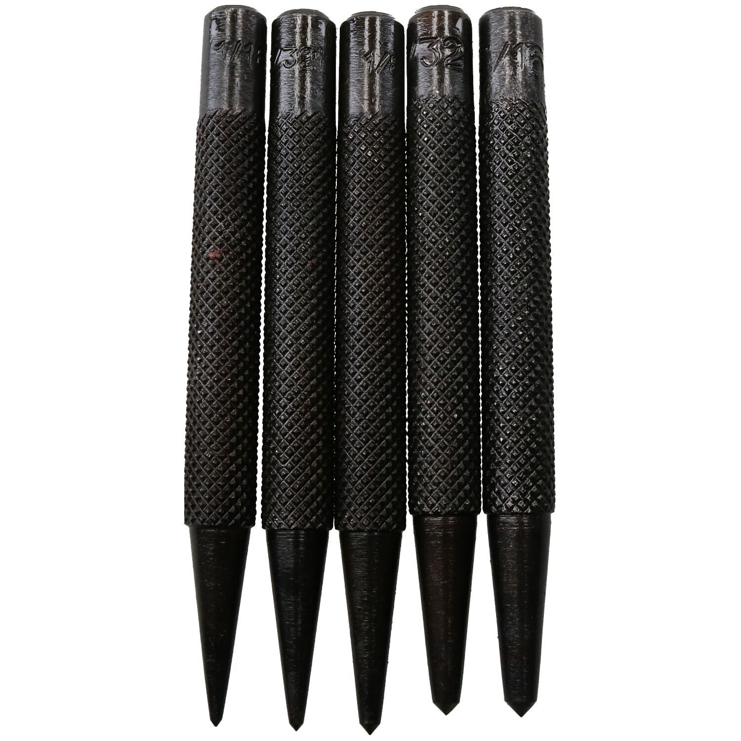 Lot de 5 poinçons centraux en acier pour clous métalliques et marquage de points de départ 1/16" - 3/16"