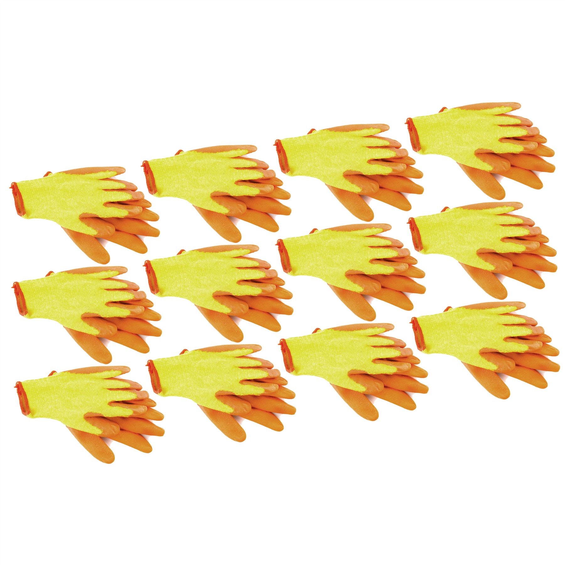 Arbeitsschutzhandschuhe, Größe M, Polycotton, Latex-Gummi-Beschichtung, 12 Paar