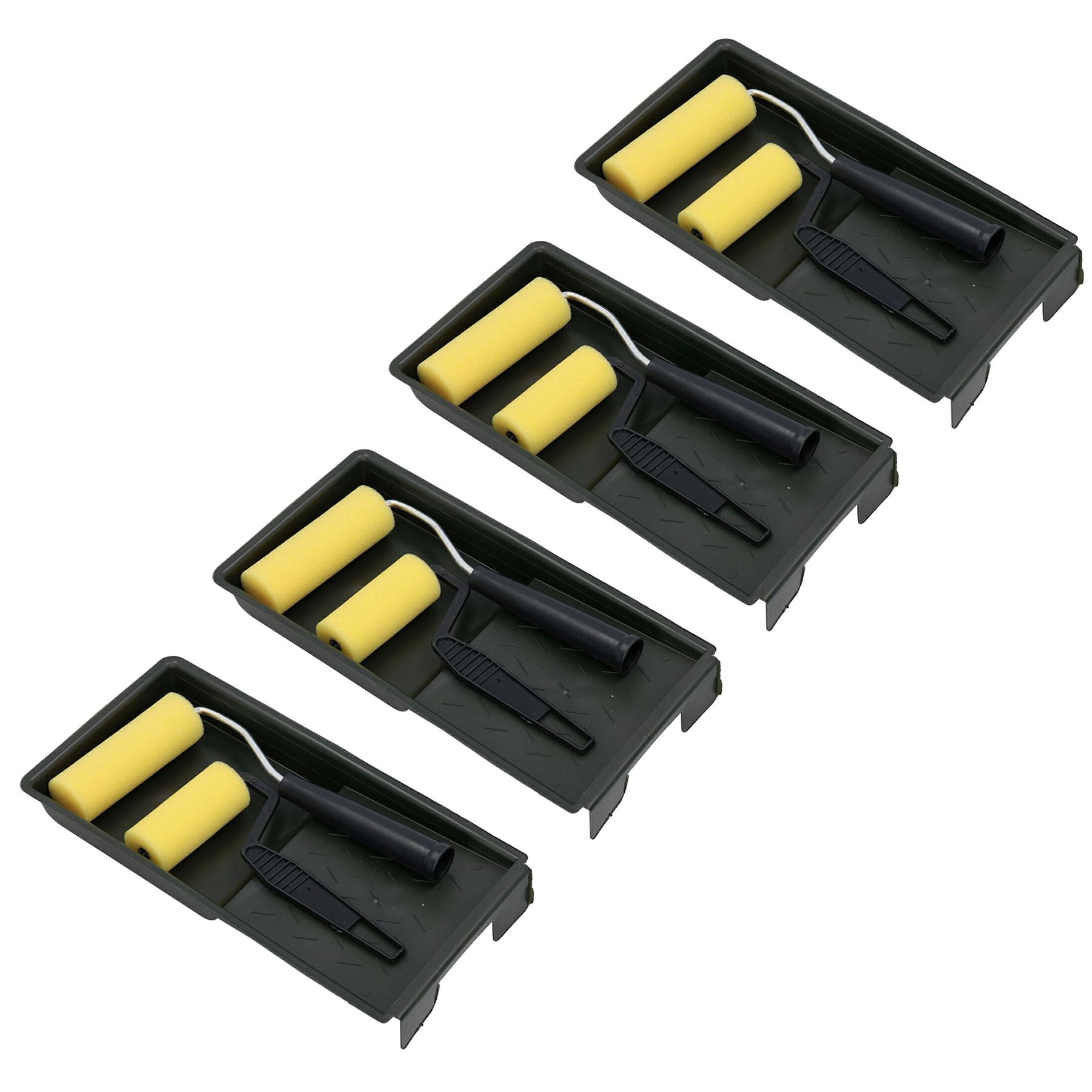 Ensemble de mini plateaux pour rouleaux de peinture 3" + 4" Manchons en mousse Rouleaux Peinture à base de solvant