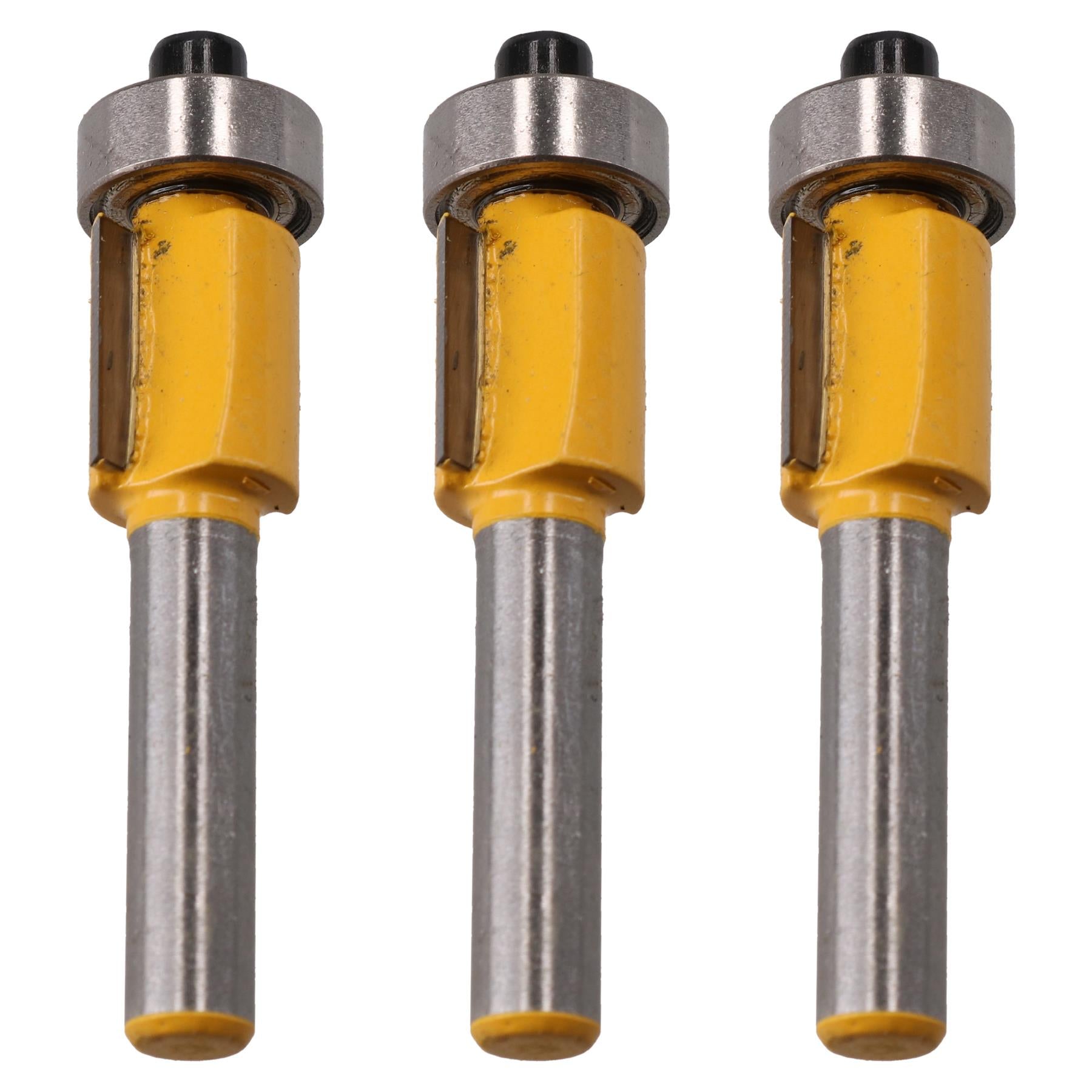 3er-Pack TCT-Bündigfräser mit Kugellager, geführt, 12,7 mm Tiefe, Fräserwerkzeug, 1/4-Zoll-Schaft