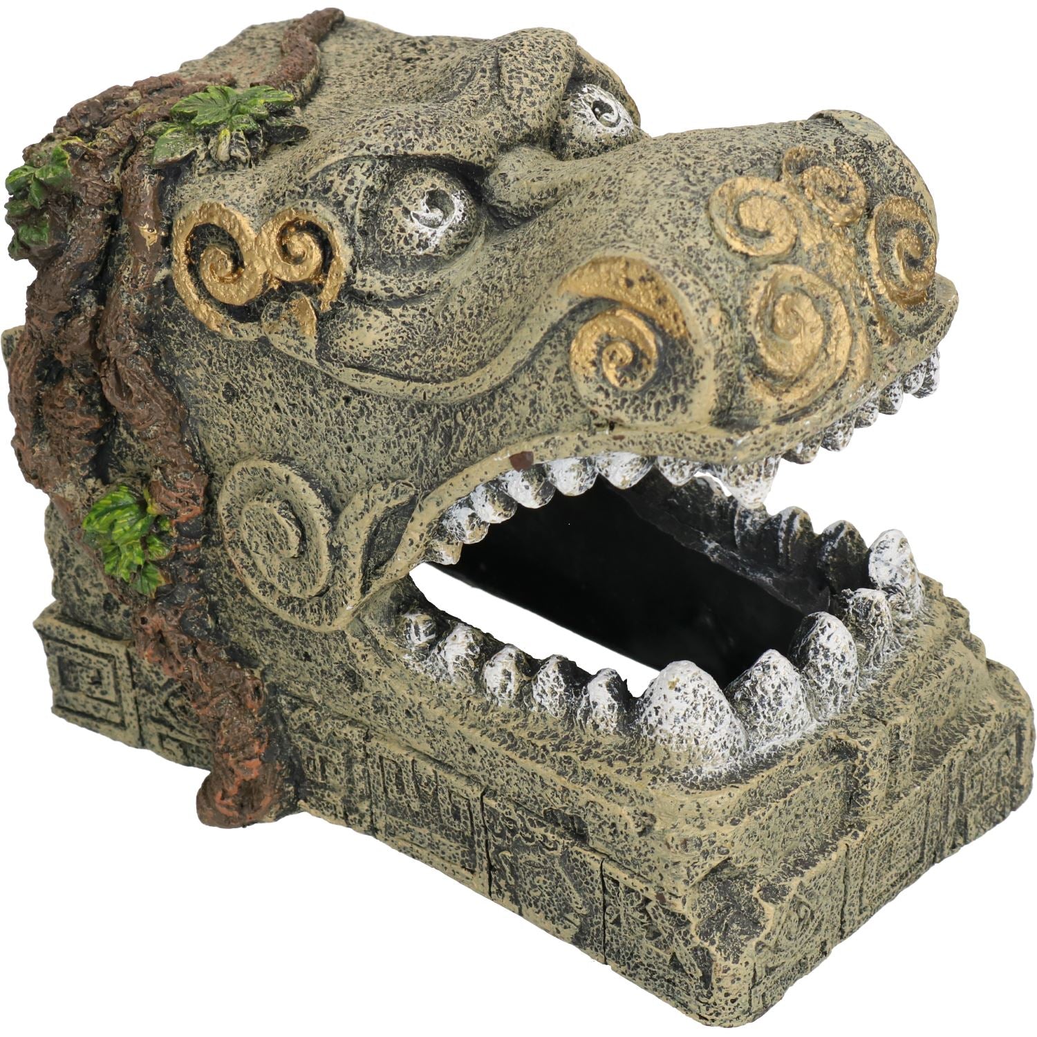 Décoration d'aquarium aquatique Tête de serpent Tombeau Ornement de réservoir de poisson 14x10x12cm