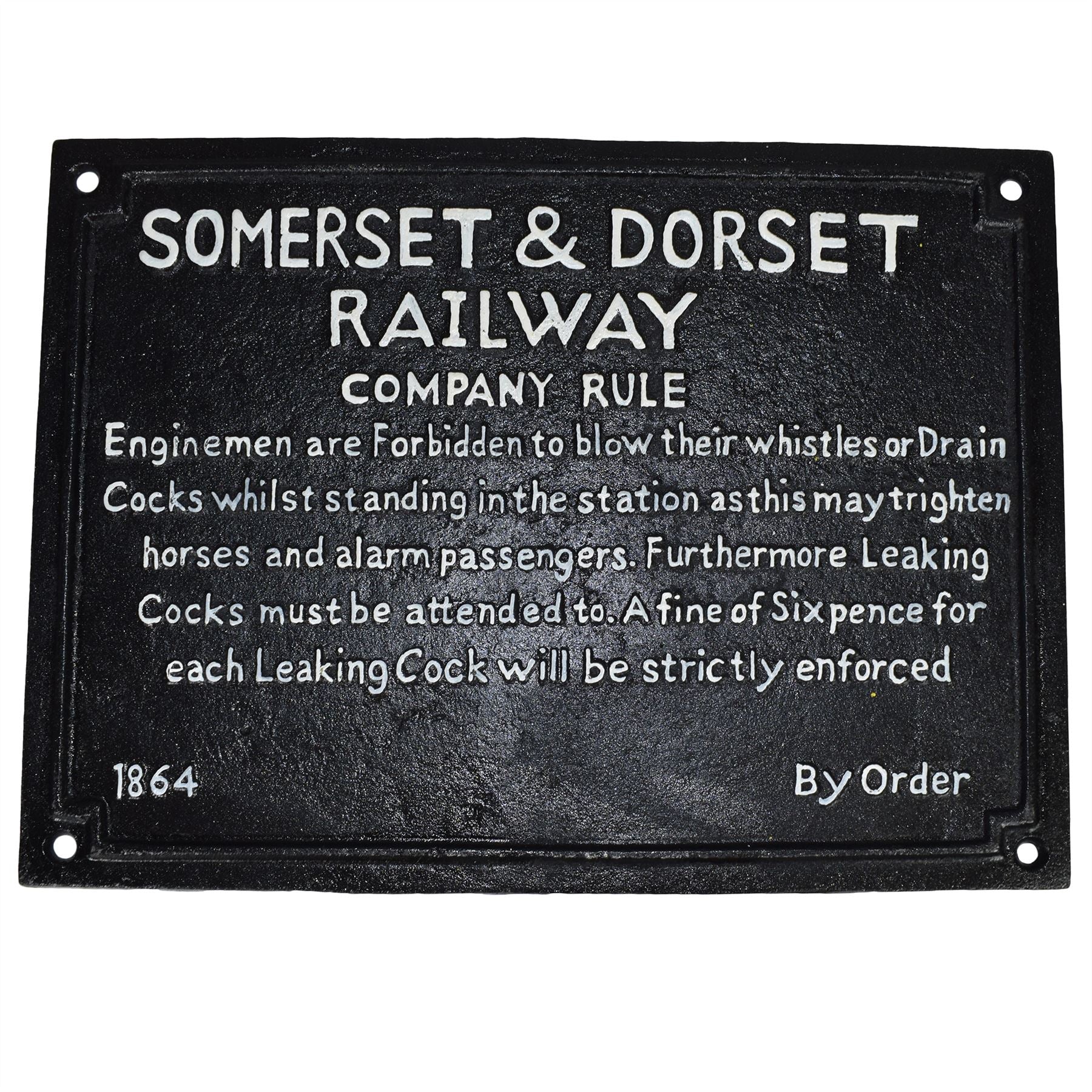 Plaque murale en fonte pour train de chemin de fer Somerset & Dorset
