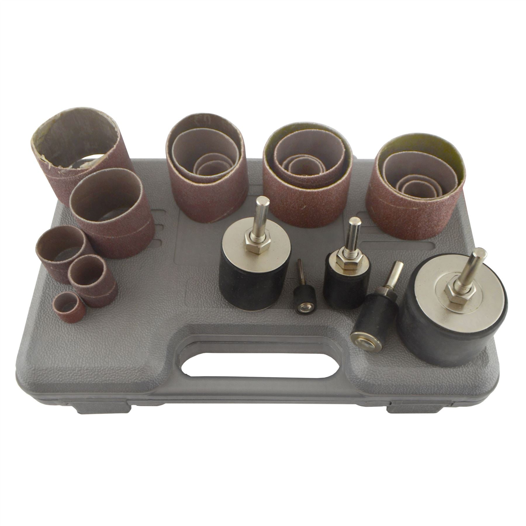 26-tlg. Walzenschleifer 13,19,25,38,50 mm Rotationsspindel 80er- und 120er-Körnung im Koffer TE890