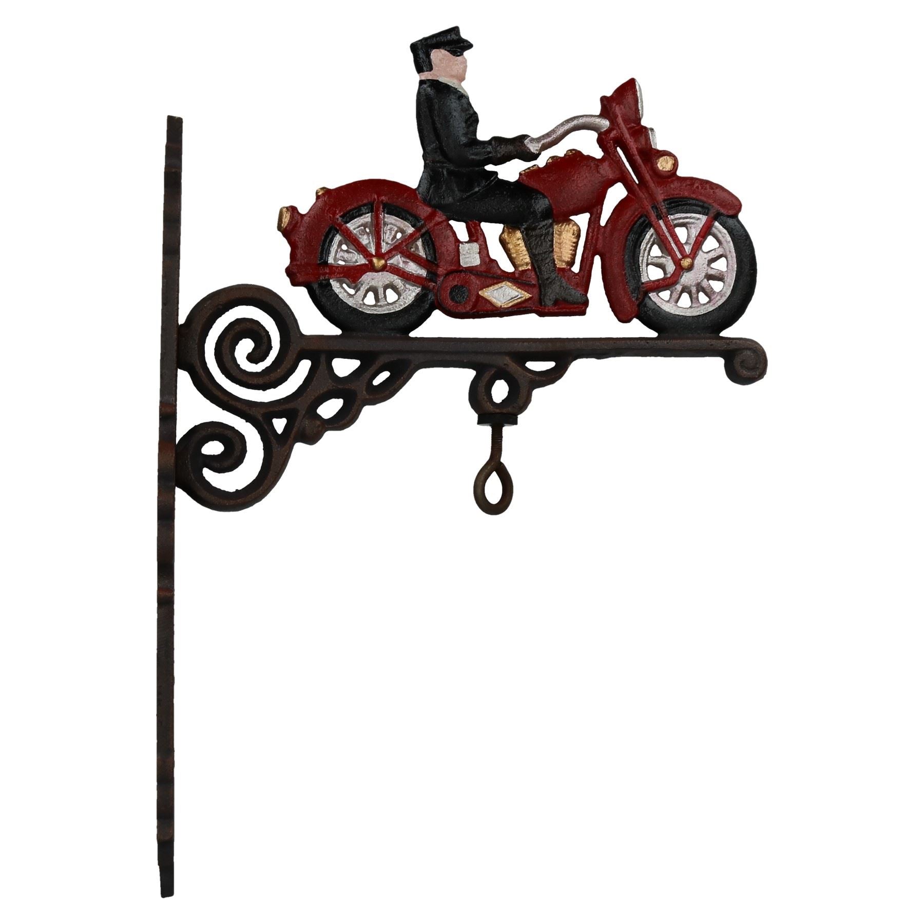 Moto Moto Motard Pilote Cloche Porte En Fonte Signe Plaque Porte Mur Maison