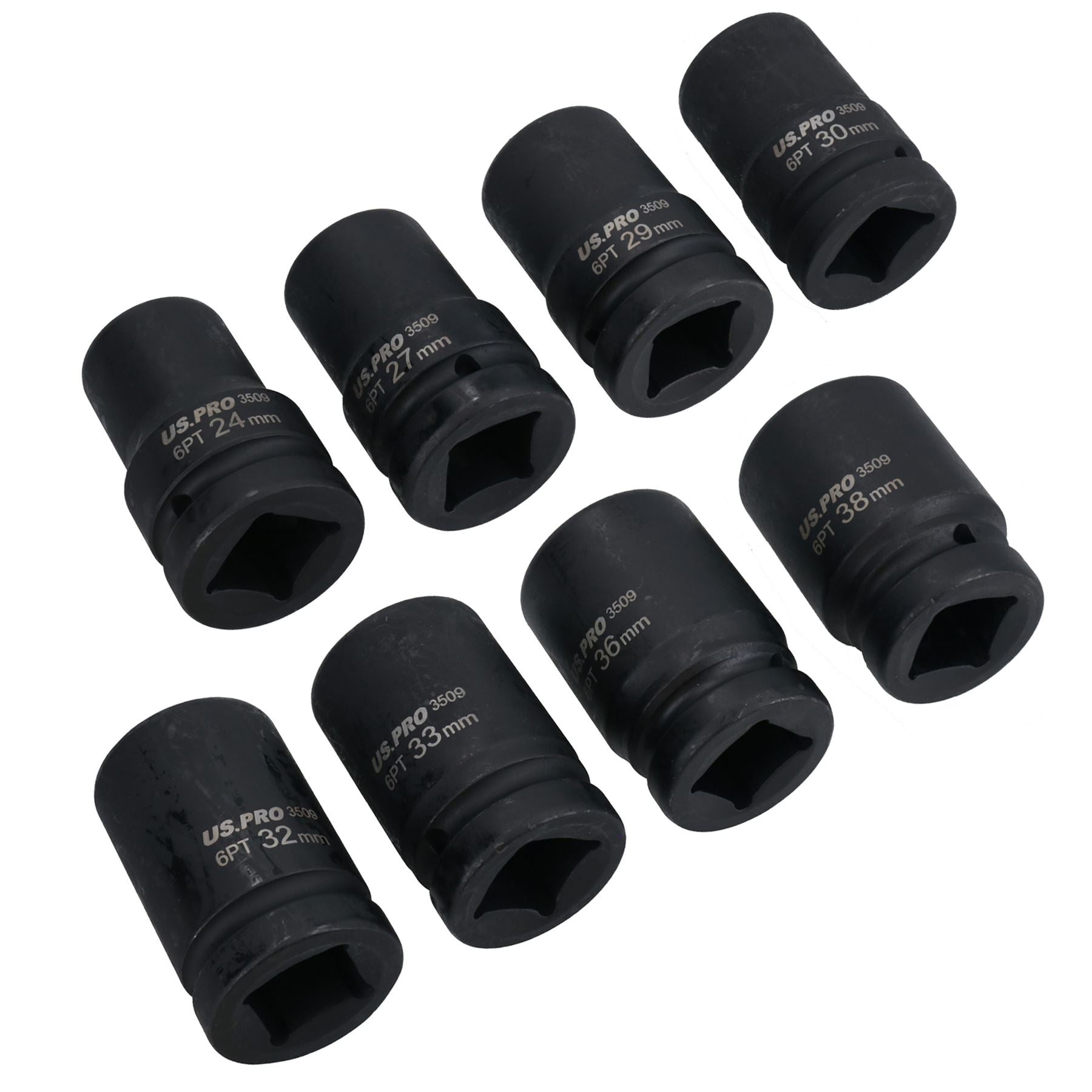 Douilles à chocs métriques doubles profondes MM à entraînement de 1 po à 6 pans de 24 mm à 38 mm, 8 pièces