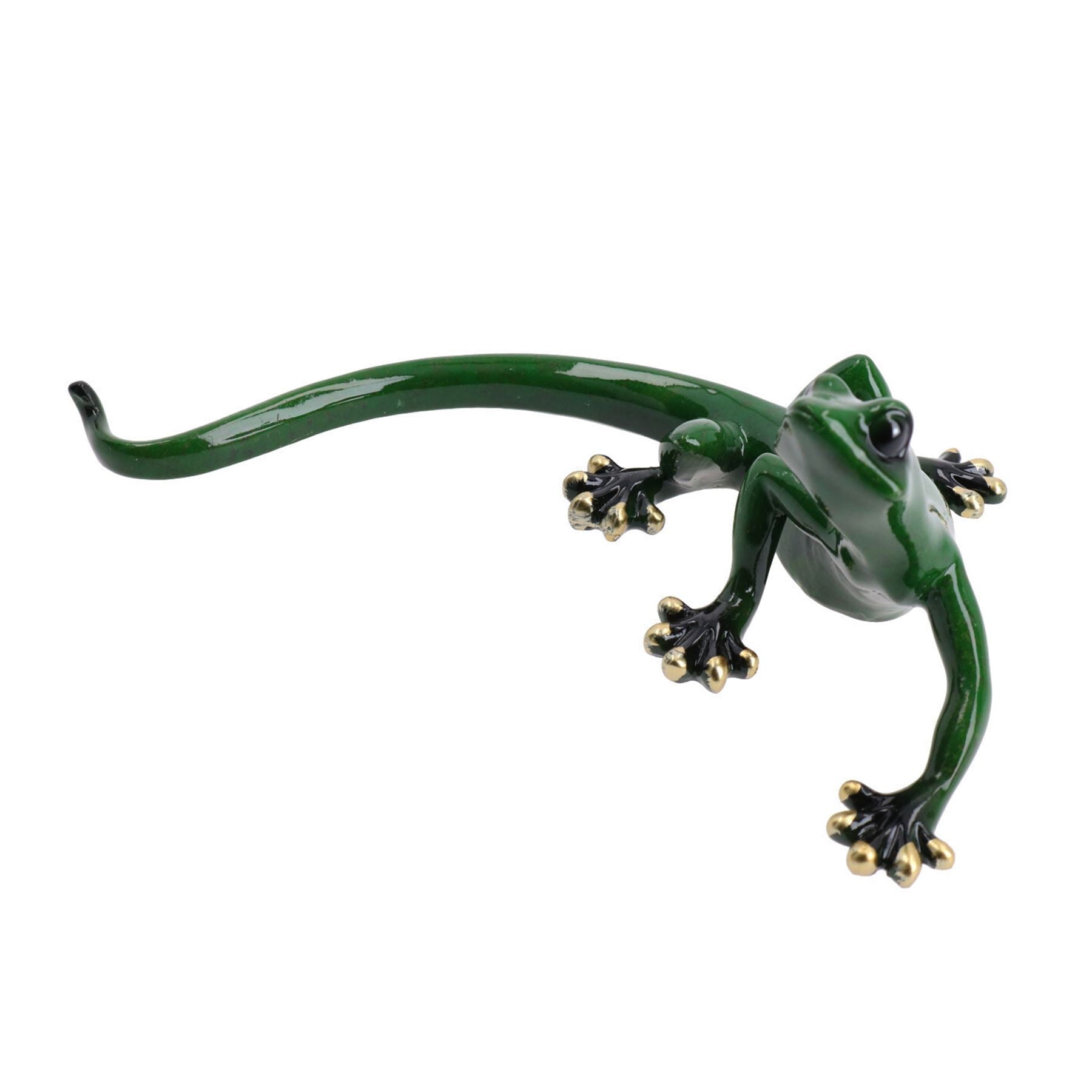 Statue de sculpture murale en résine représentant un lézard gecko vert, ornement pour maison, petite taille