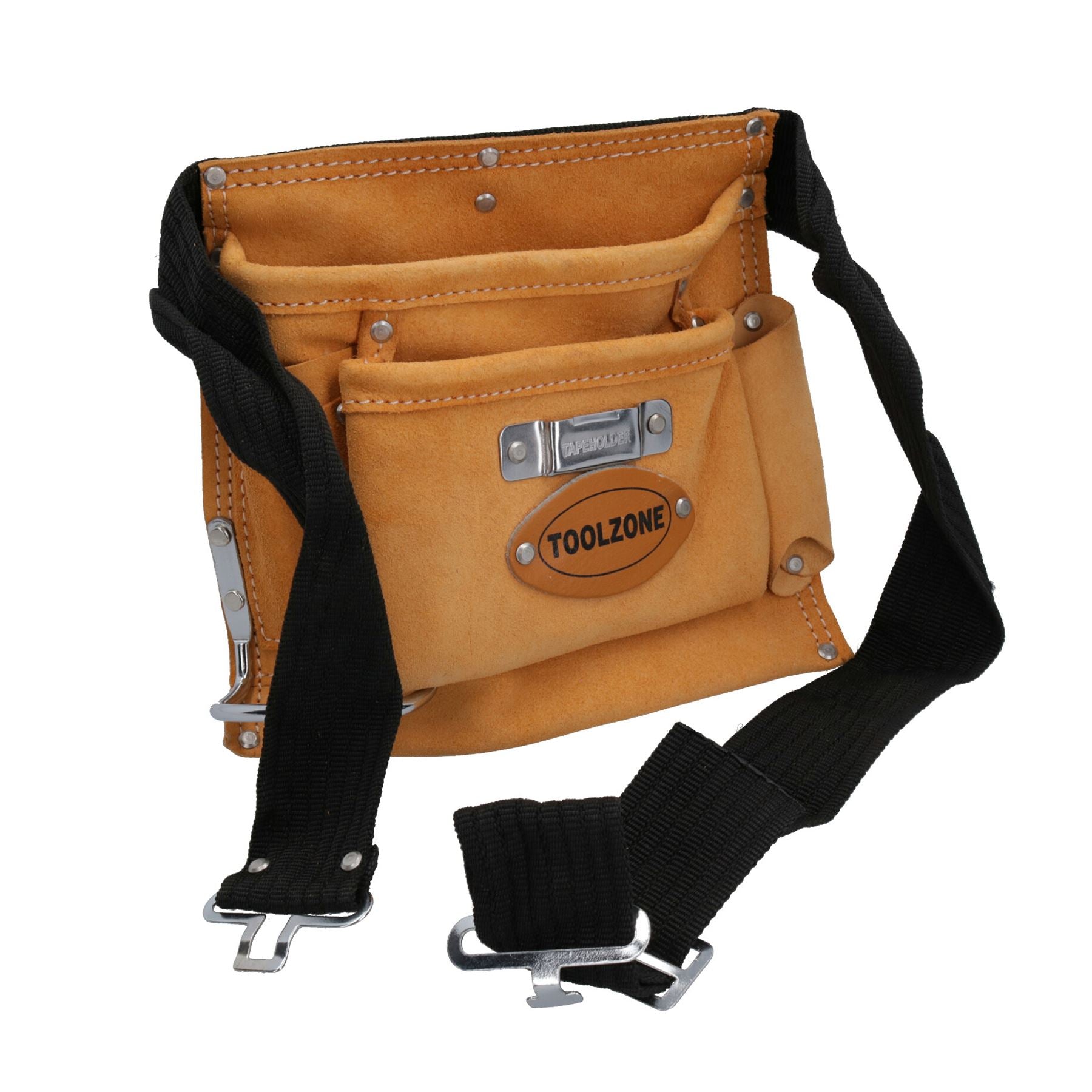 Leder-Gürtelrolle, Beutelhalter mit verstellbarem Web-Gürtelschnallen-Clip, 5 Taschen