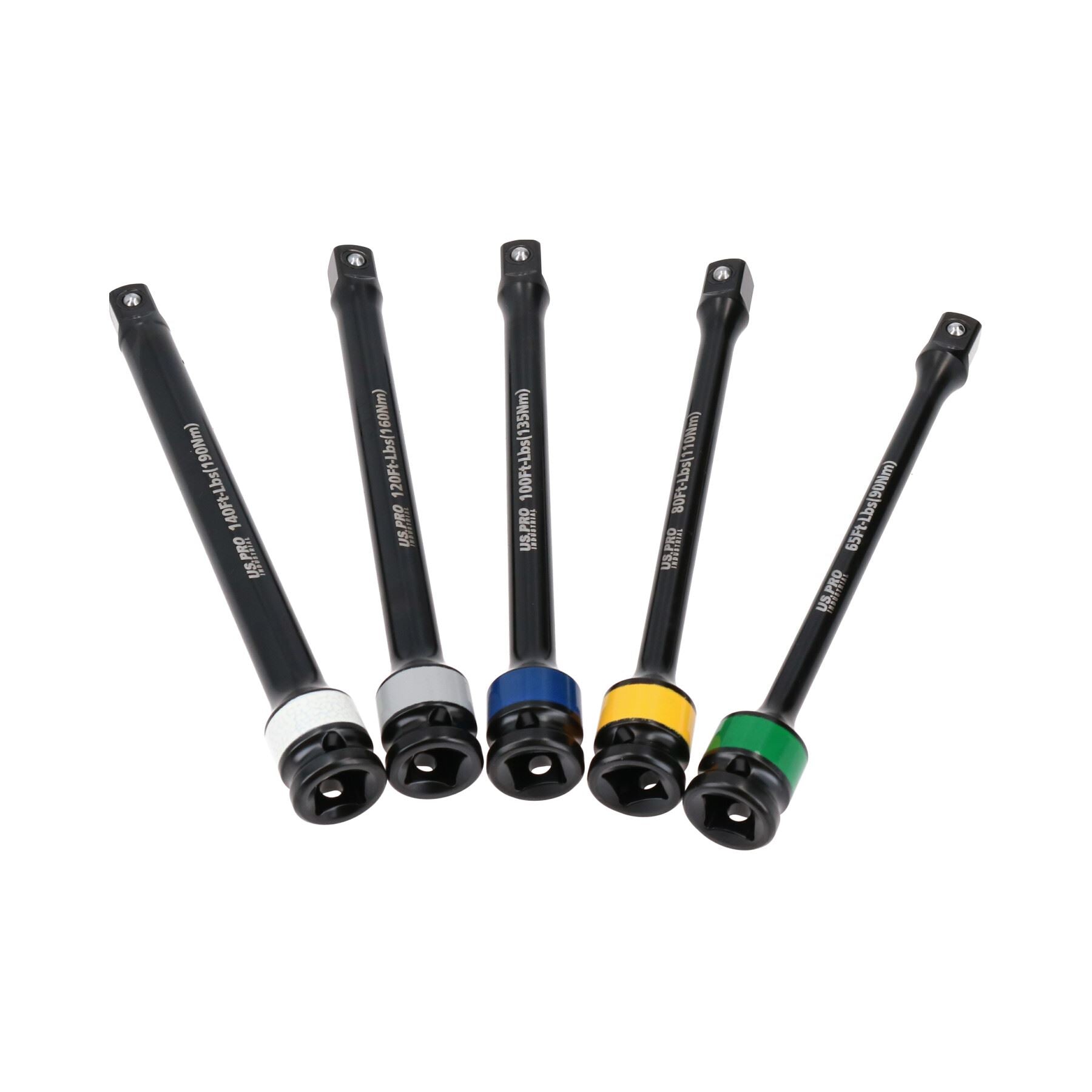 Barres d'extension de barre de torsion pour clé à chocs à entraînement 1/2" 90 Nm – 190 Nm 5 pièces
