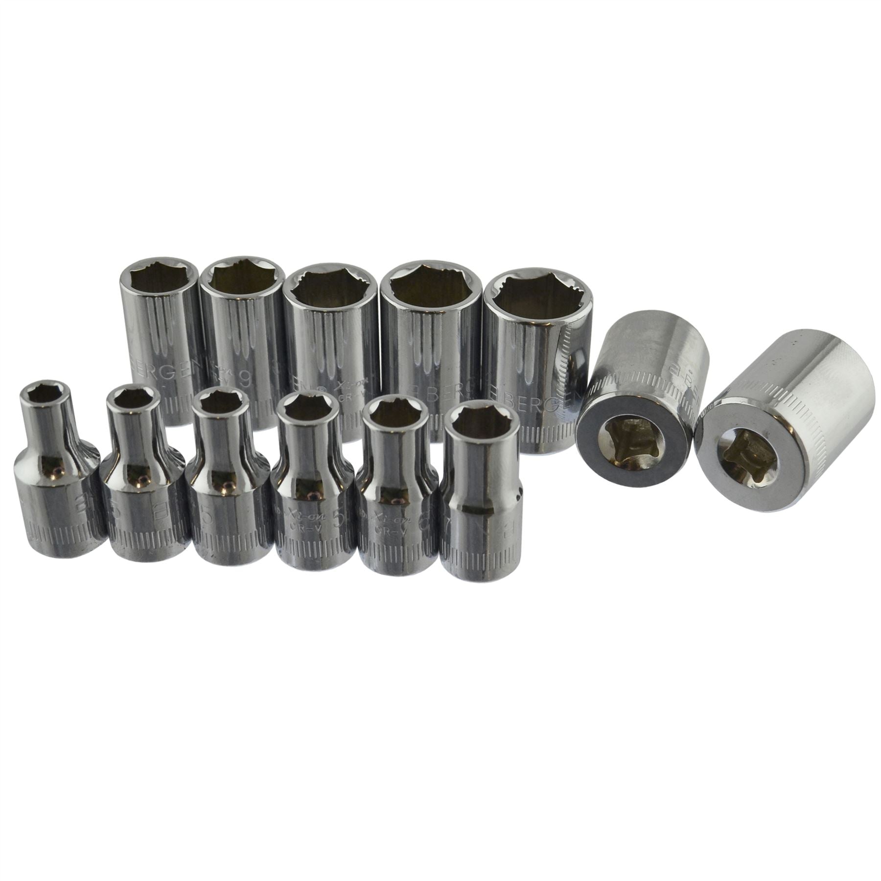 Douilles XI-ON 13 pièces 1/4" métriques 4 mm - 14 mm adaptées aux écrous arrondis AT064