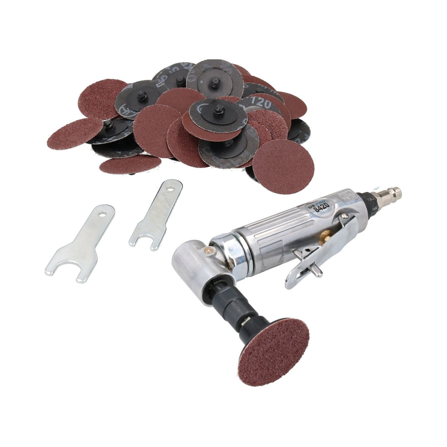 Meuleuse d'angle pneumatique 20 000 tr/min avec kit de ponçage à changement rapide de 41 pièces