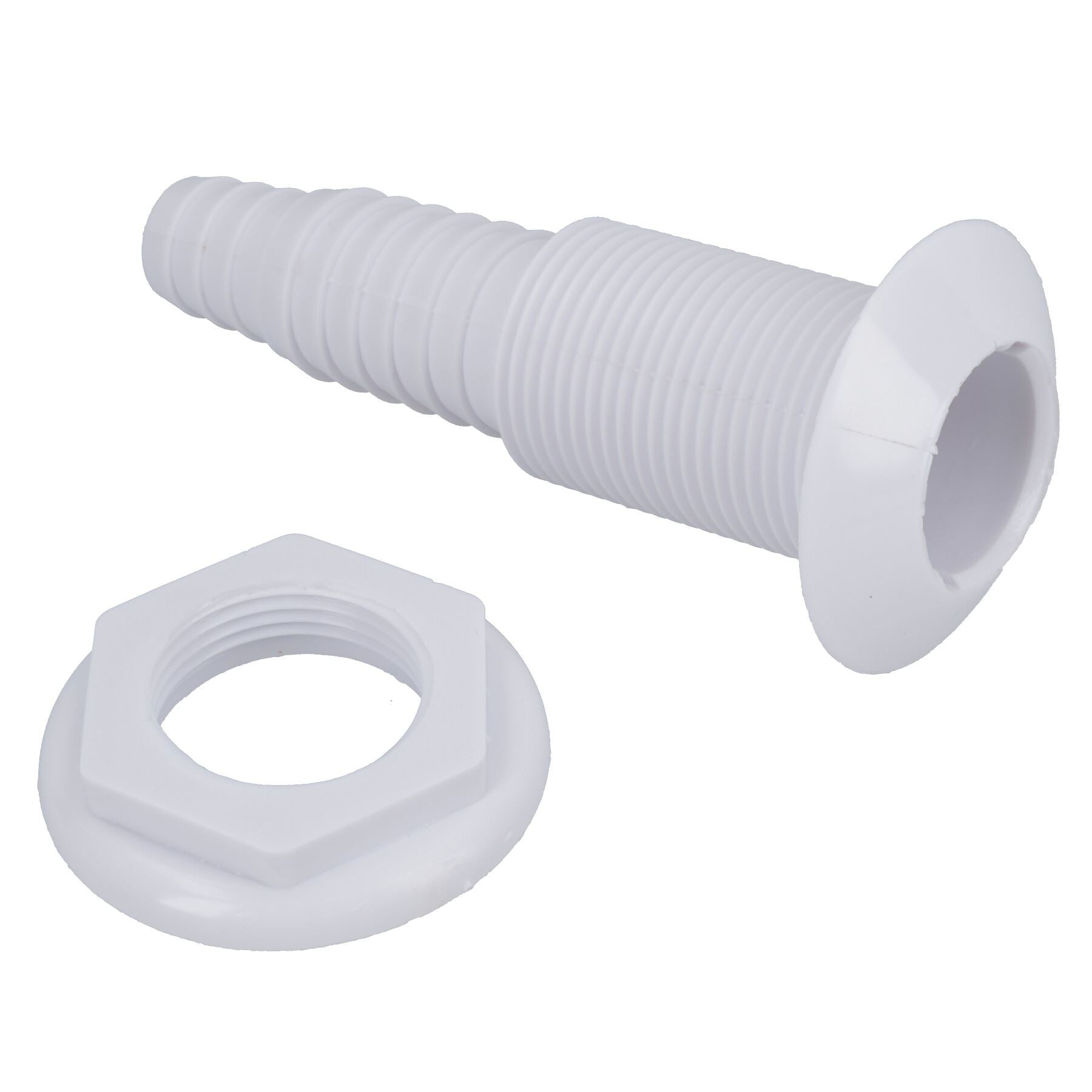 1" BSP Kunststoff-Hautdurchführung für Rumpfmontage, 19 mm und 25 mm Schlauchanschluss, Bilgenpumpenablauf